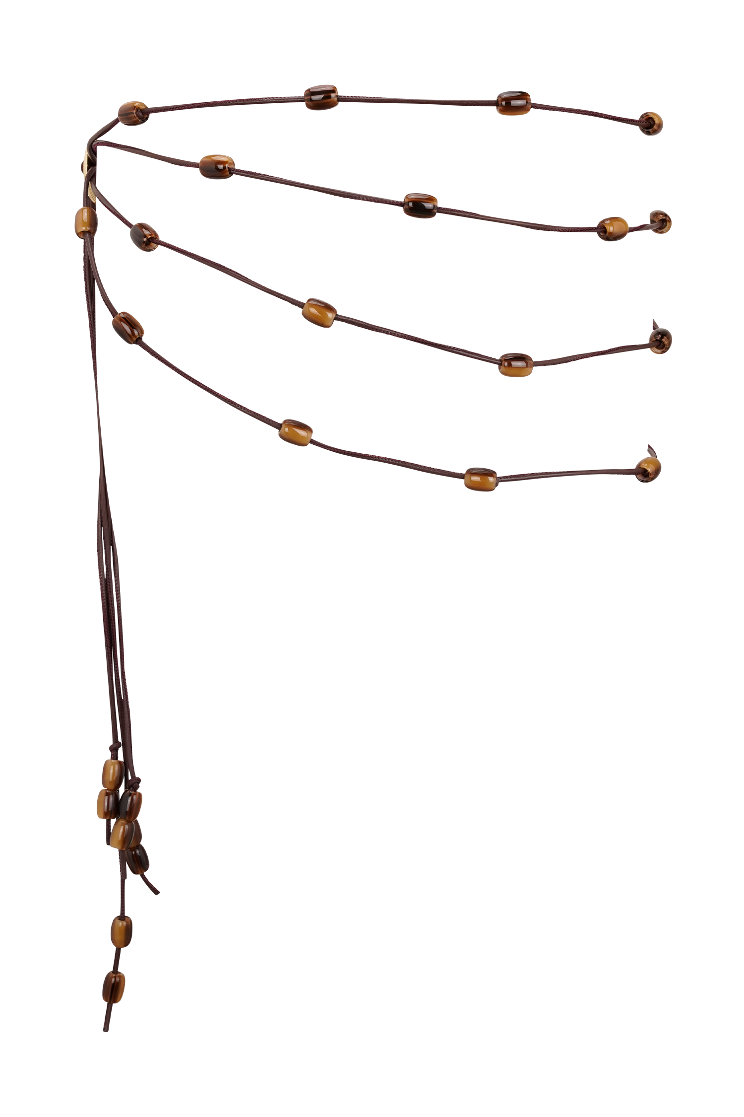 Enid Faux Leather Beaded Belt - Chocolate