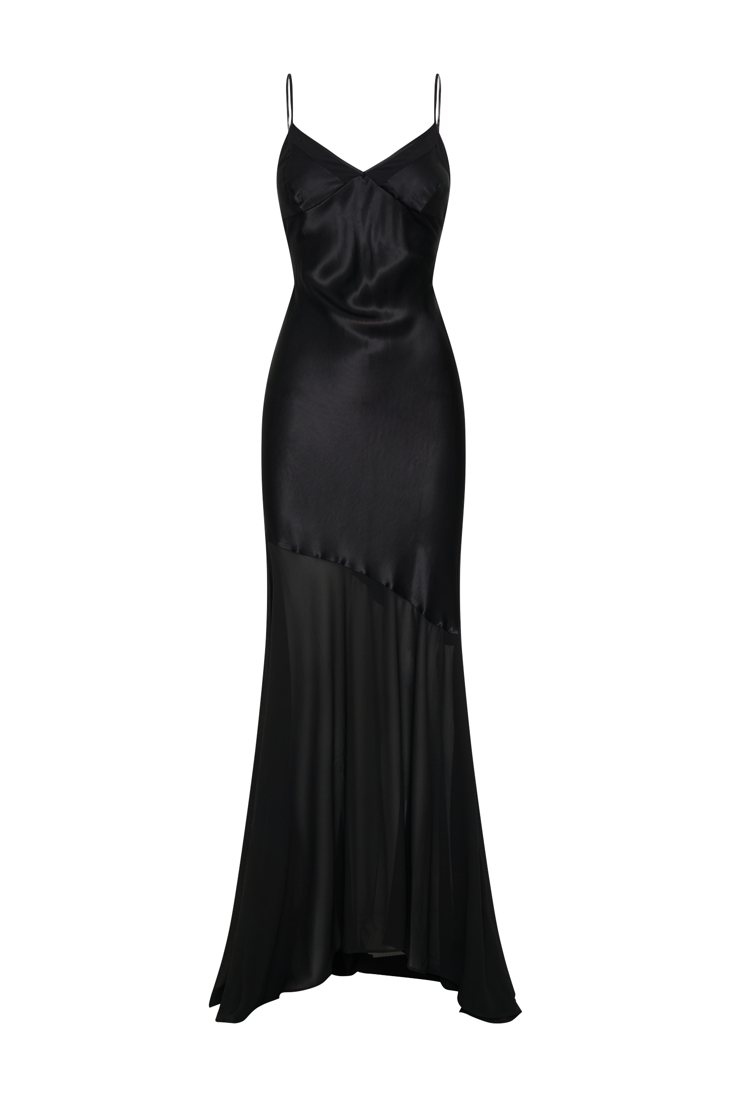 Evelyn Iridescent Satin Maxi Dress - Black
