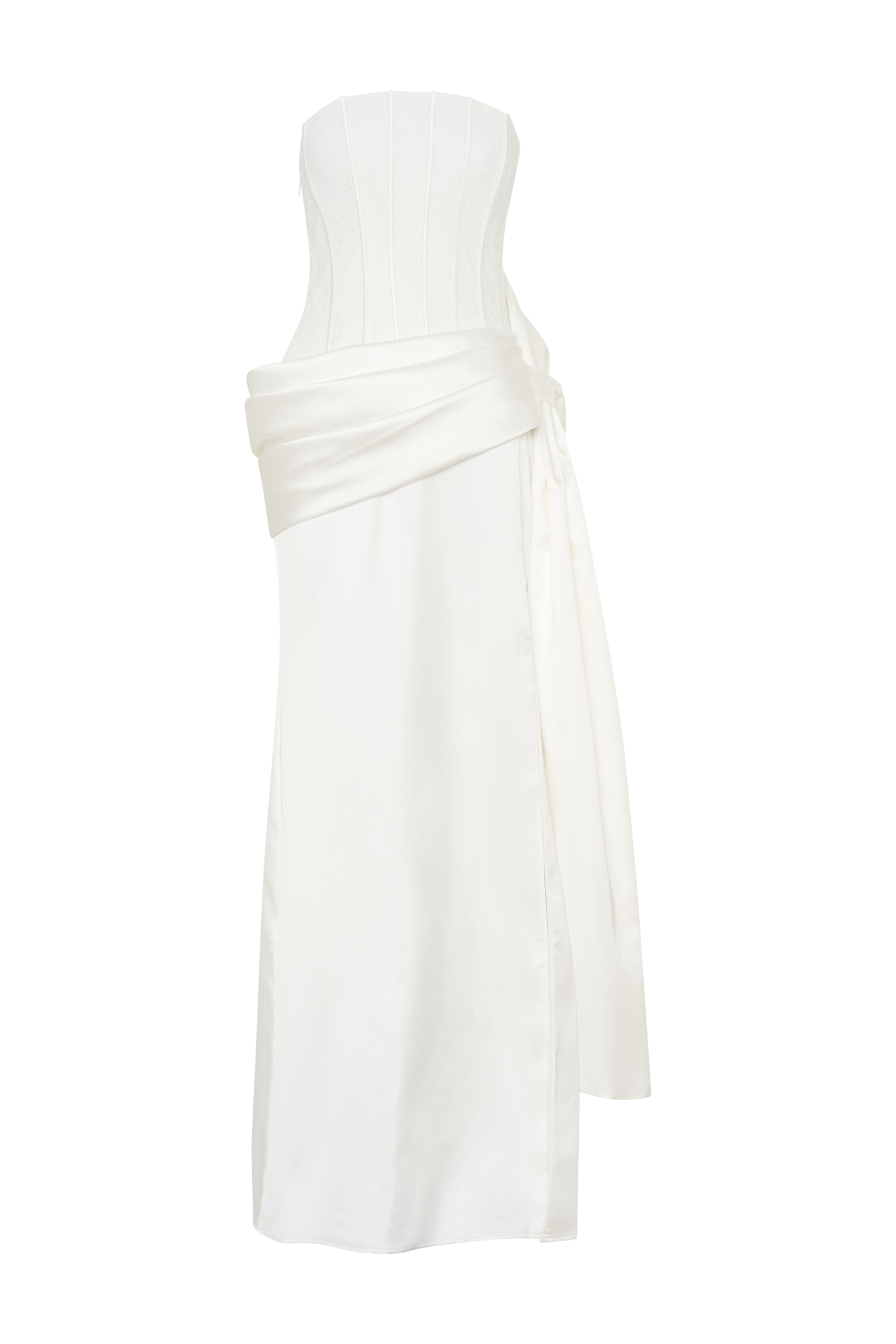 Galia Satin Corset Gown - White