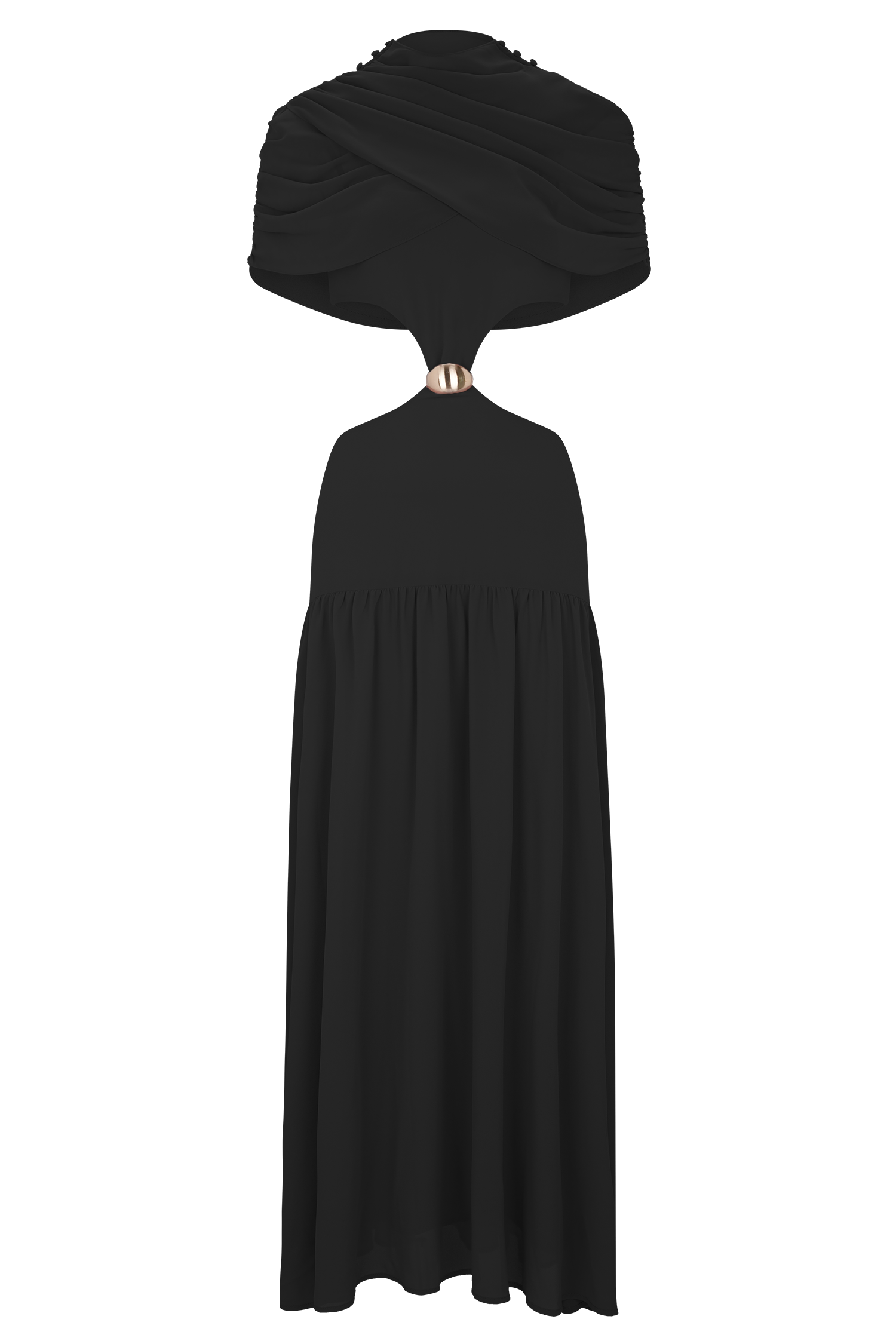 Georgina Chiffon Midi Dress - Black