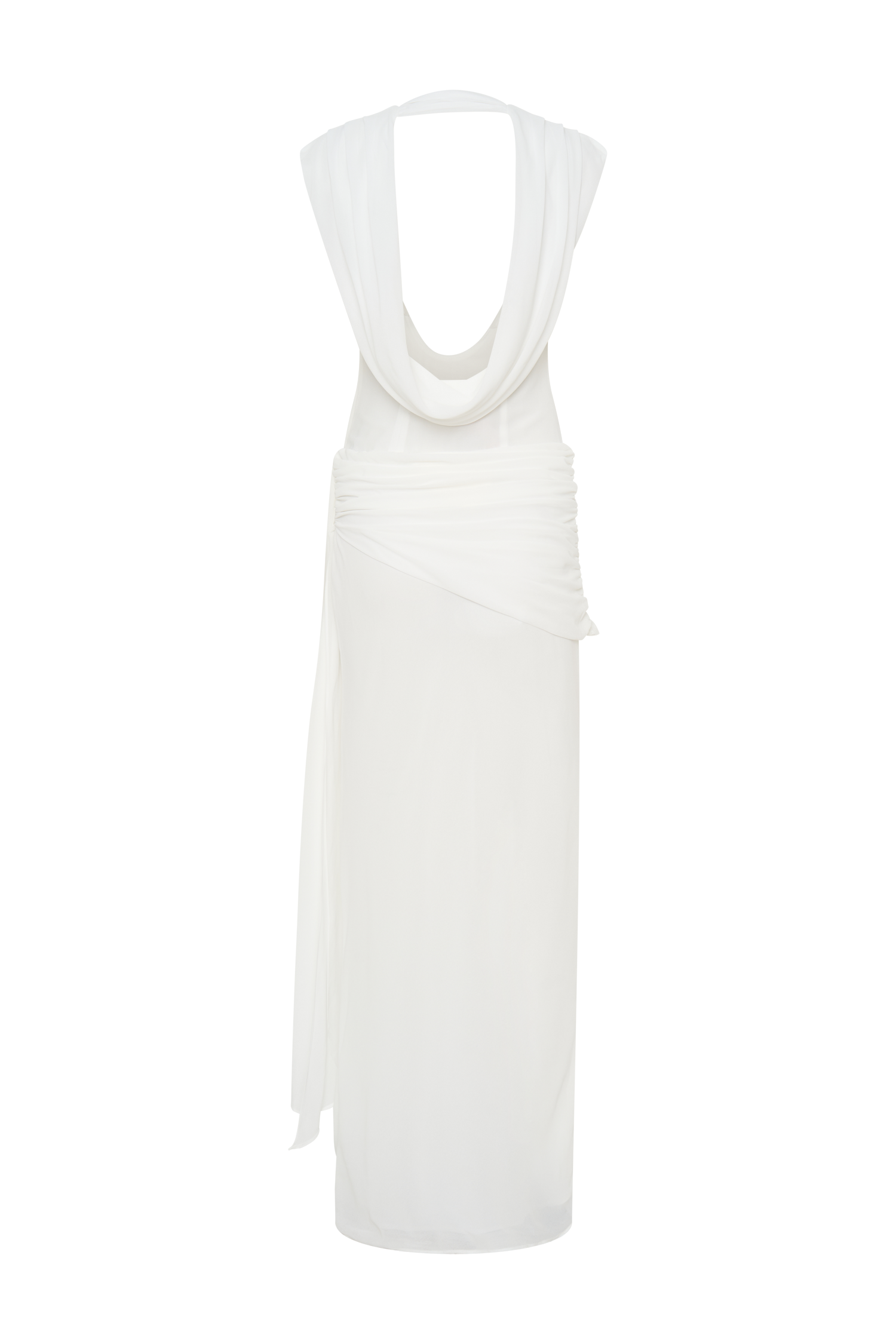 Giulia Chiffon Draped Maxi Dress - White