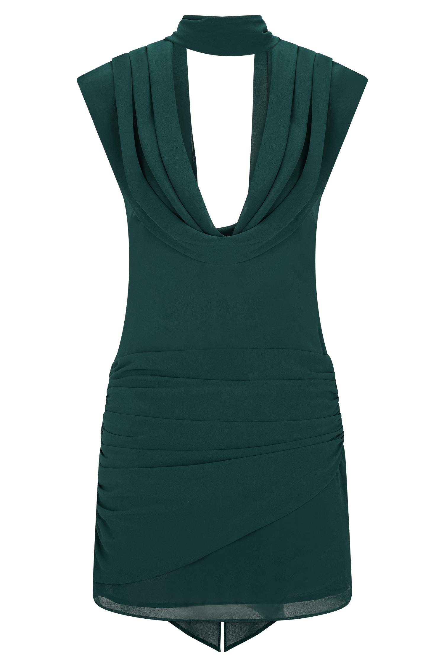 Giulia Chiffon Draped Mini Dress - Dark Emerald