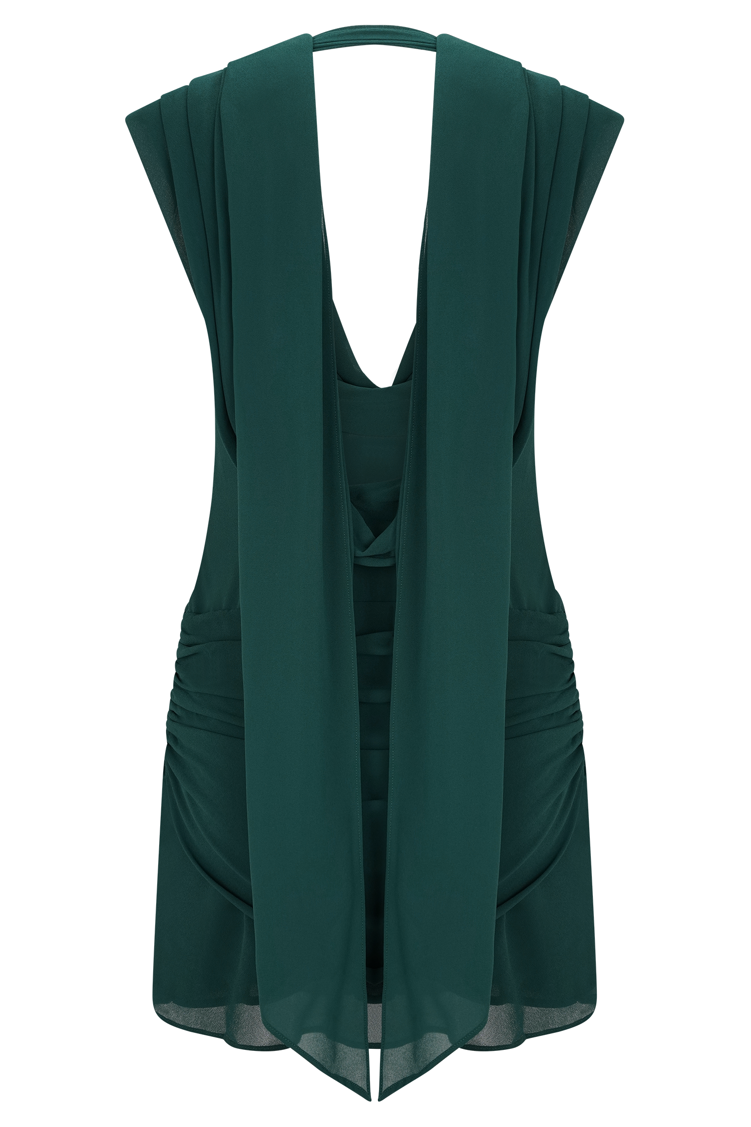 Giulia Chiffon Draped Mini Dress - Dark Emerald