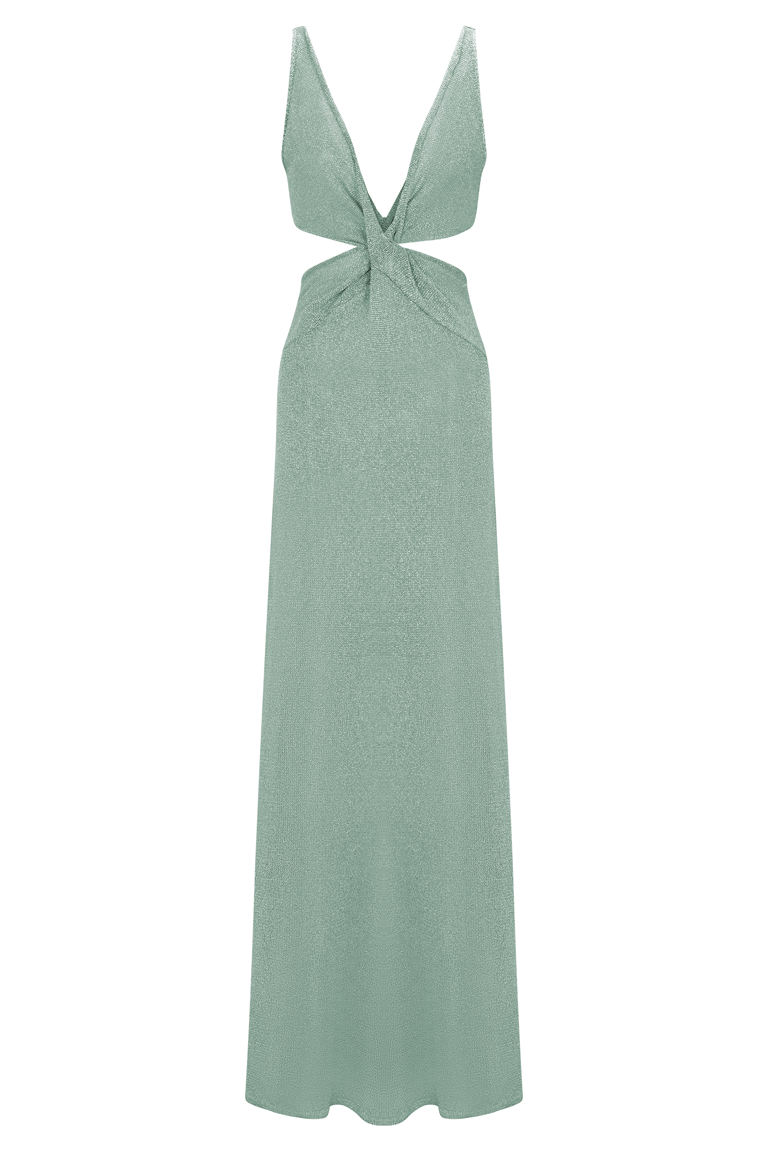Gracelyn Twisted Metallic Knit Maxi Dress - Aqua