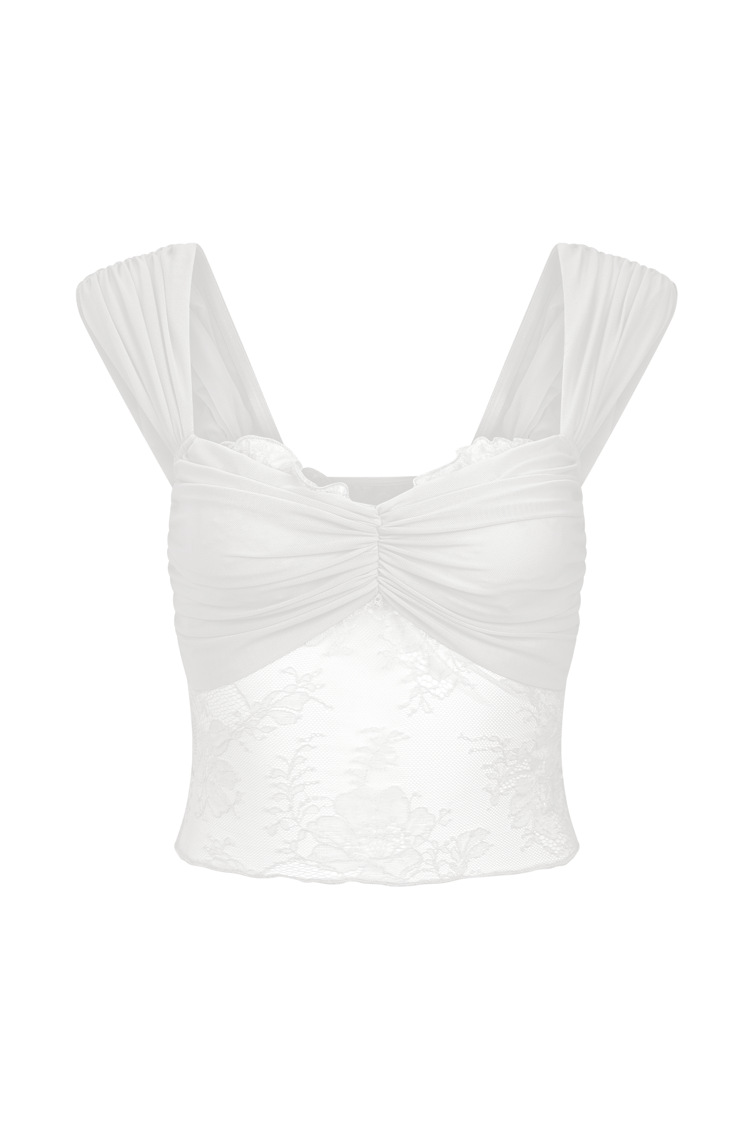 Guinevere Lace And Mesh Top - Ivory