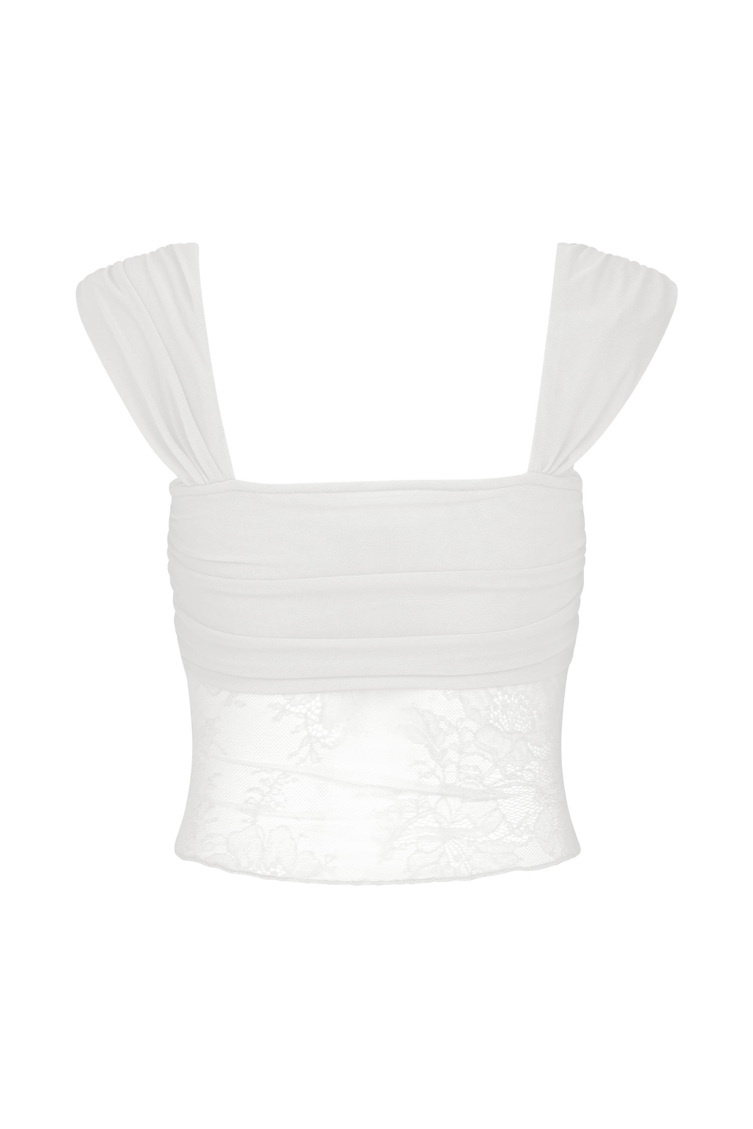 Guinevere Lace And Mesh Top - Ivory