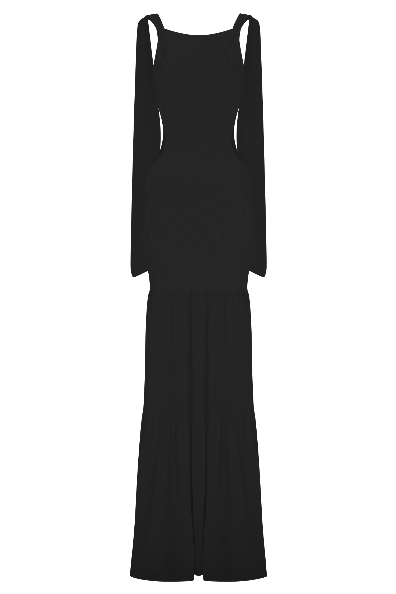 Haille Knit Chiffon Maxi Dress - Black