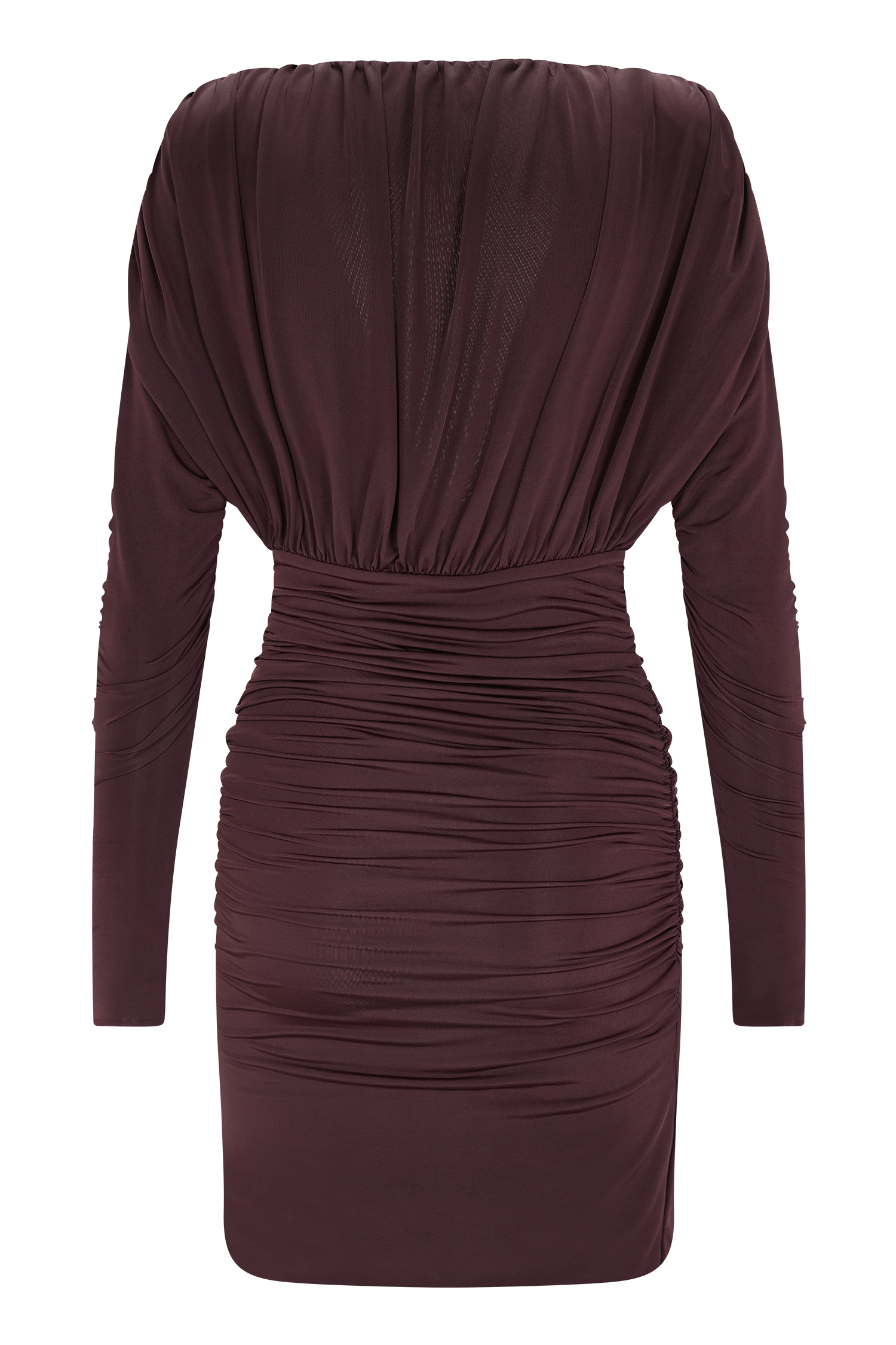 Hayden Long Sleeve Plunge Mini Dress - Burgundy