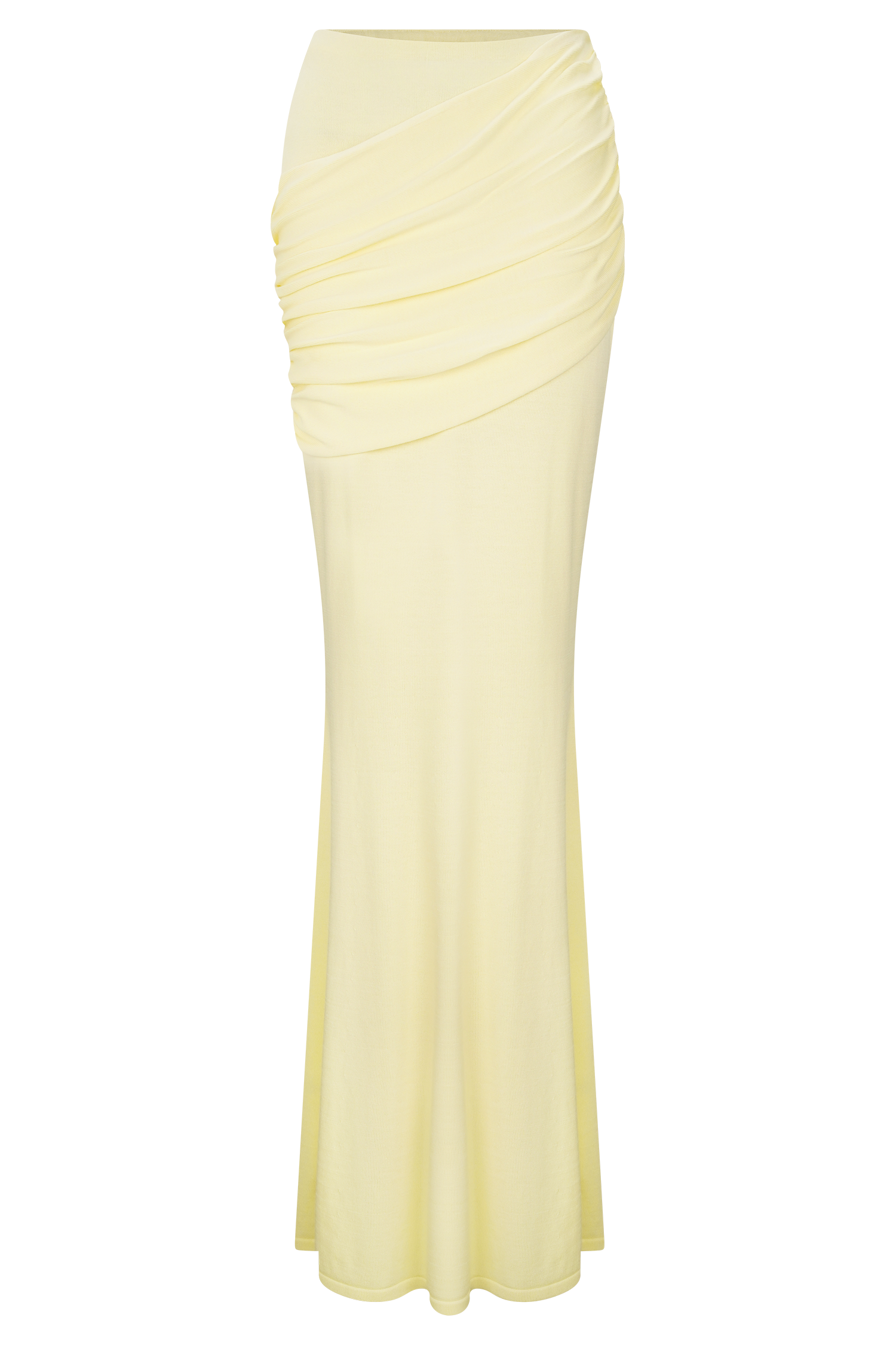 Irene Gathered Knit Maxi Skirt - Lemon