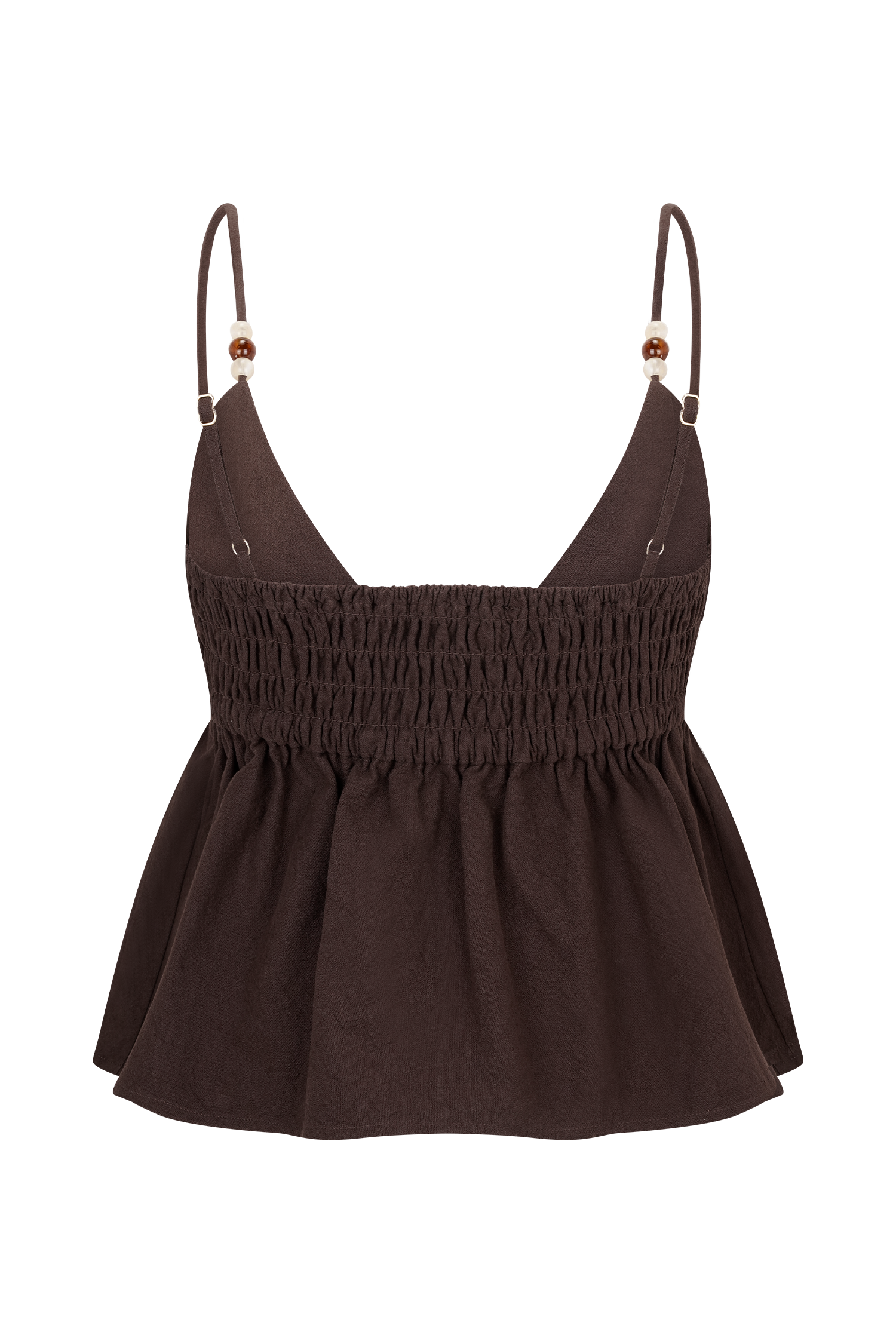 Janayia Cotton Beaded Top - Dark Espresso
