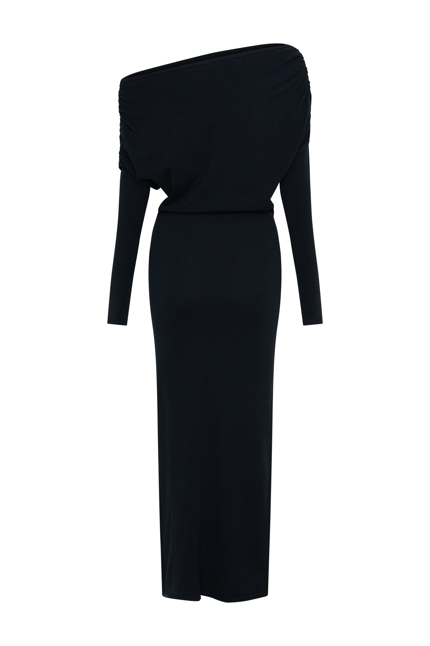 Jessie Cowl Neck Knit Midi Dress - Black