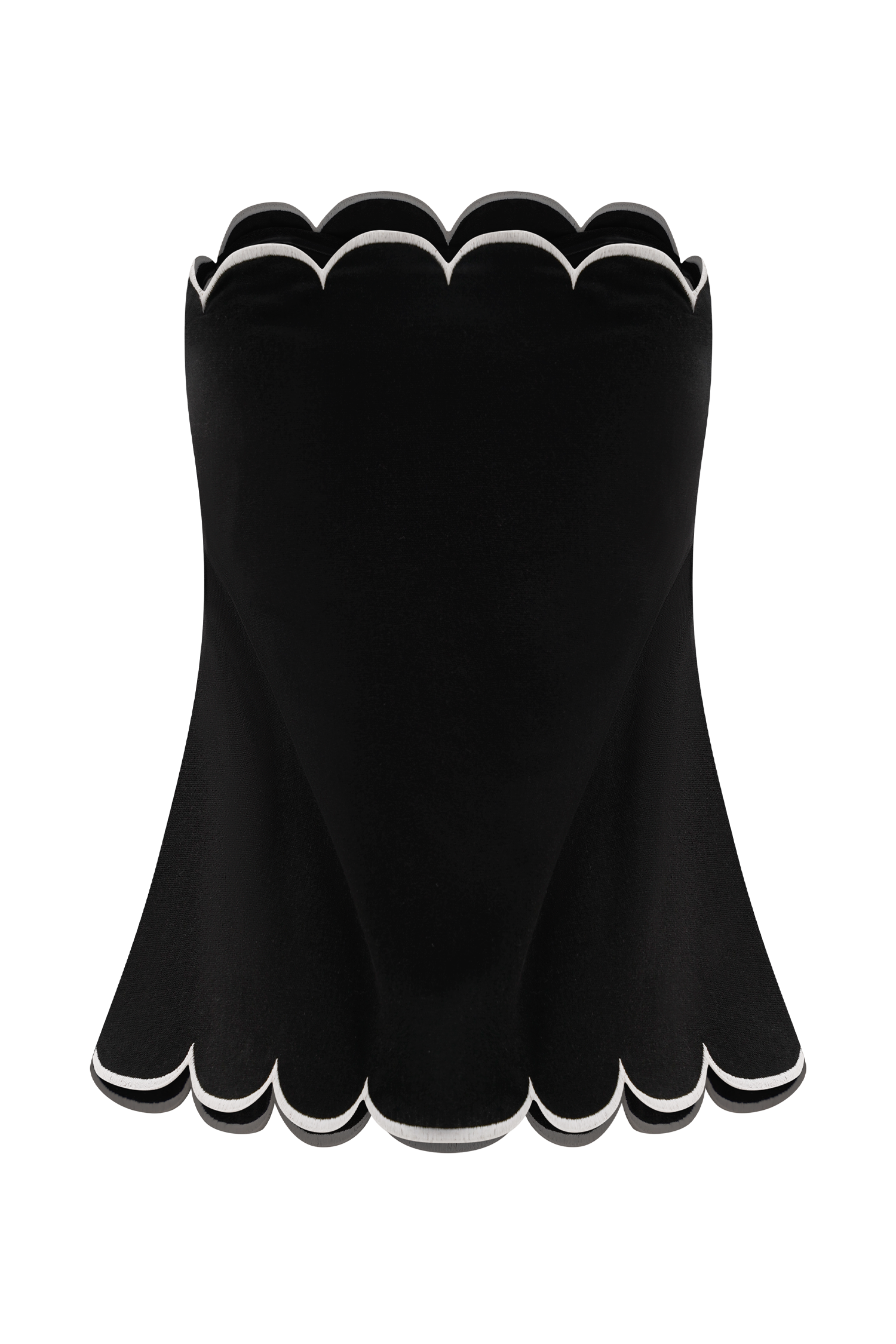 Judith Strapless Scallop Top - Black