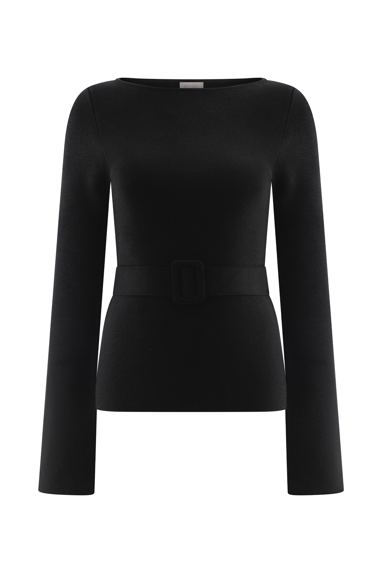 Justine Belted Knit Top - Black