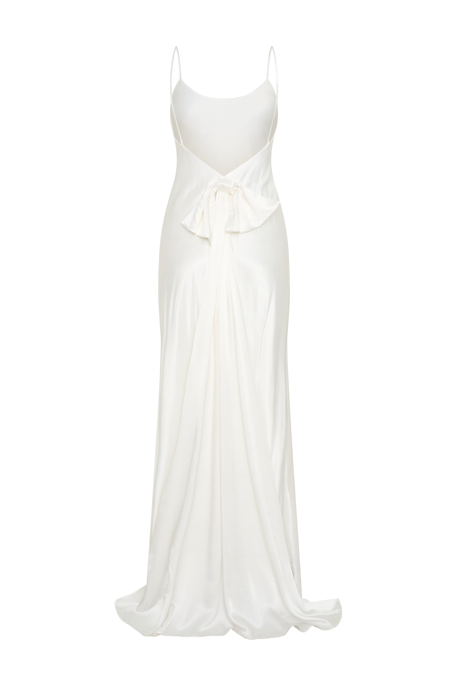 Kailey Low Back Maxi Dress With Detachable Bow Train - White