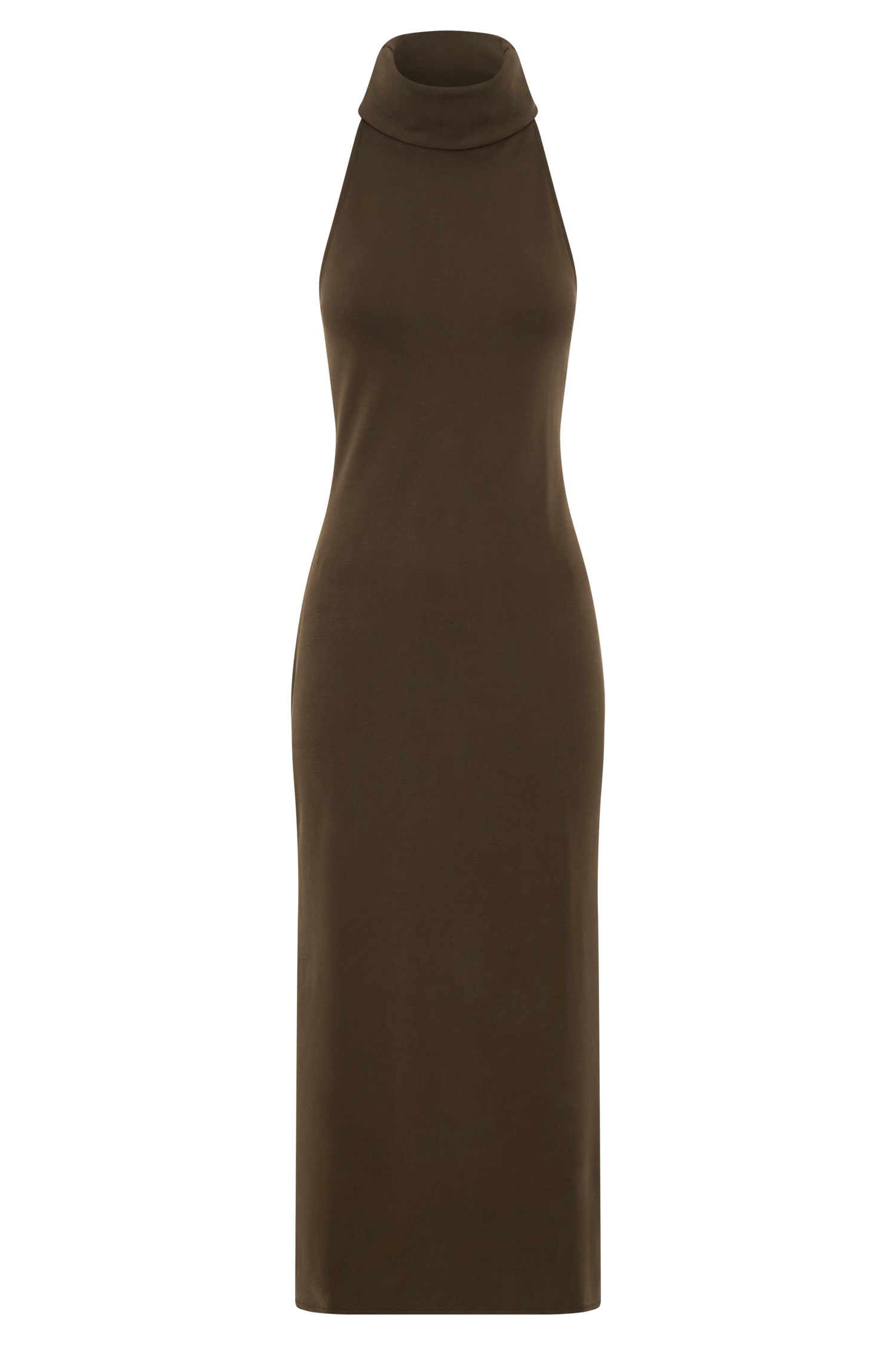 Kennedy High Neck Midi Dress - Chocolate
