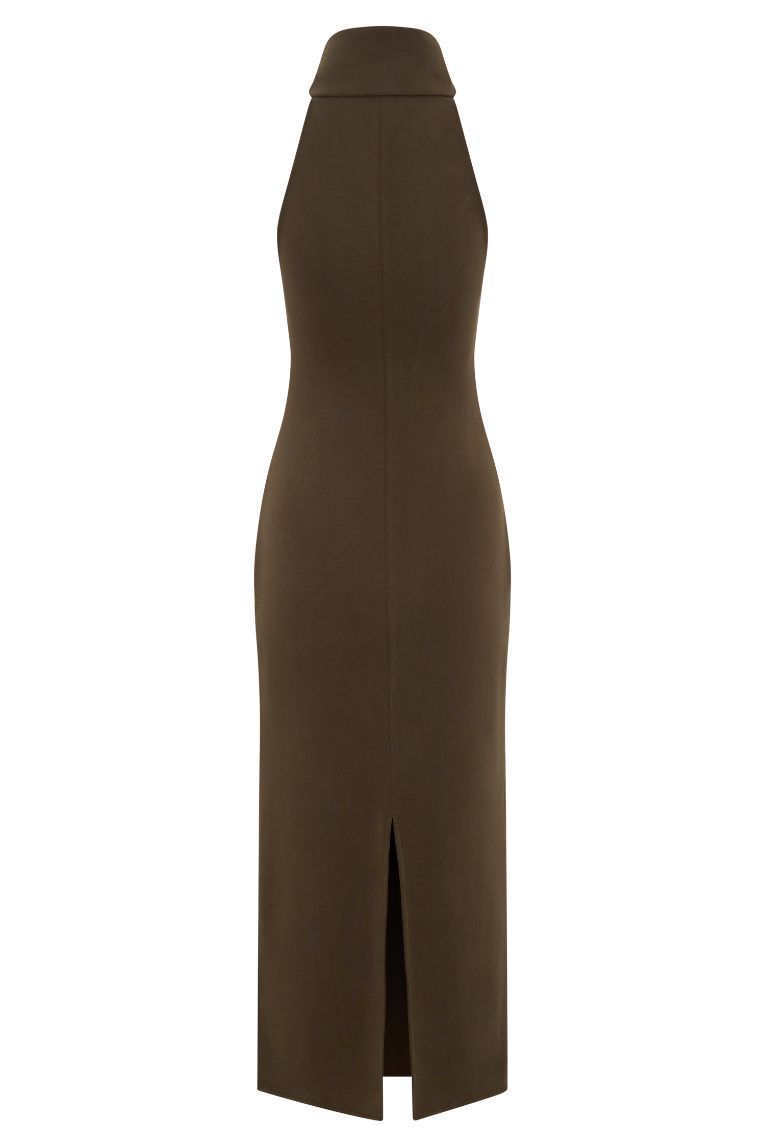 Kennedy High Neck Midi Dress - Chocolate