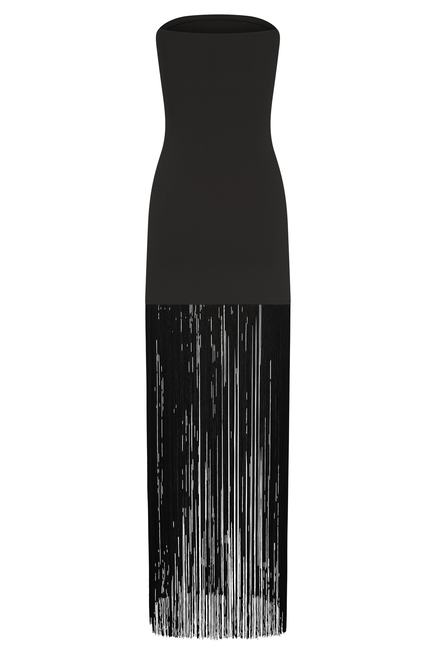 Koah Fringe Bandage Knit Maxi Dress - Black
