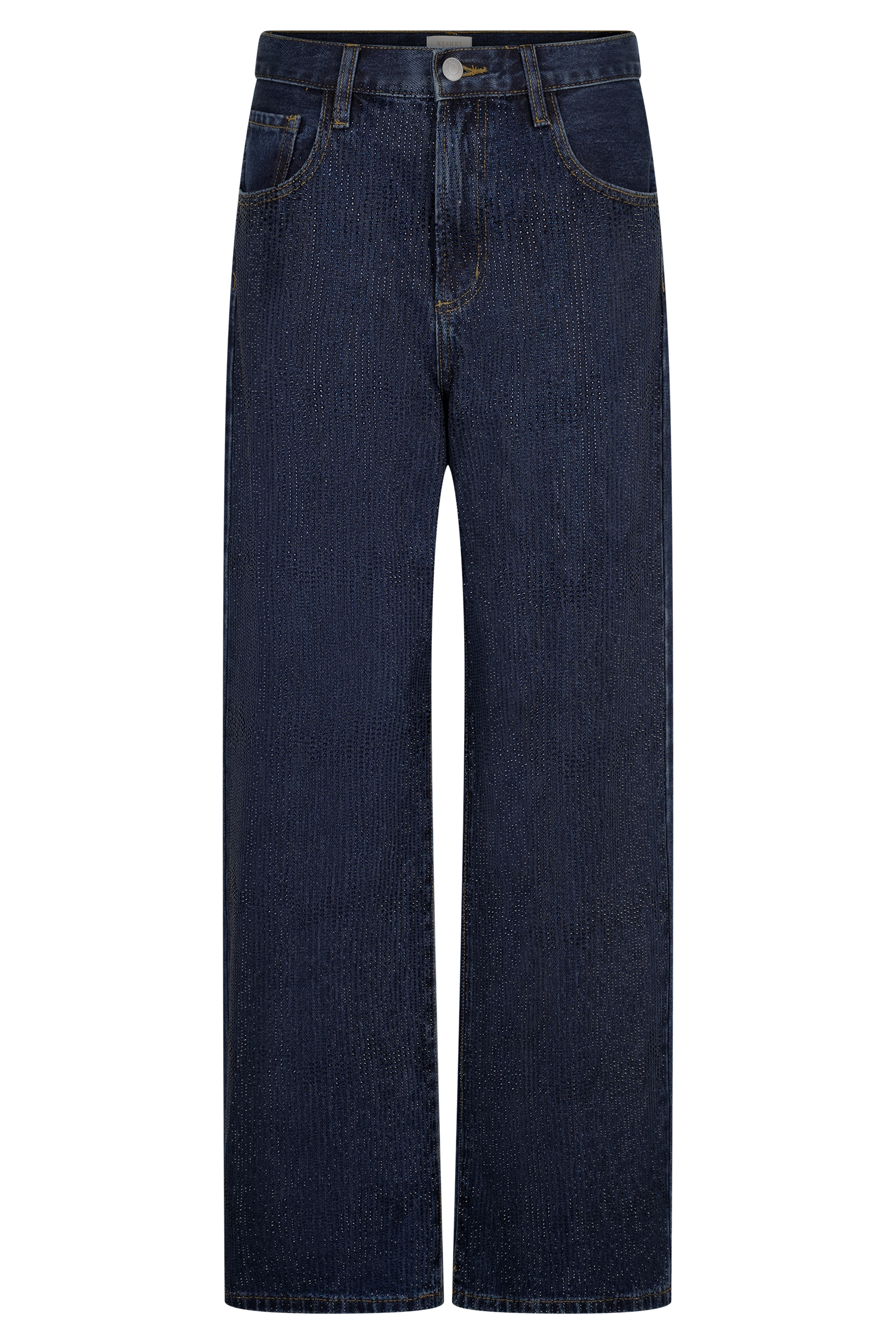 Laina Mid Rise Diamante Denim Jeans - Midnight Blue