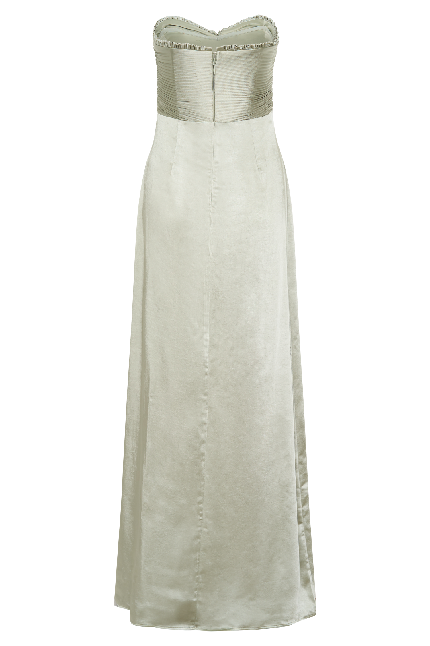 Larissa Satin Maxi Dress With Ruched Petals - Sage