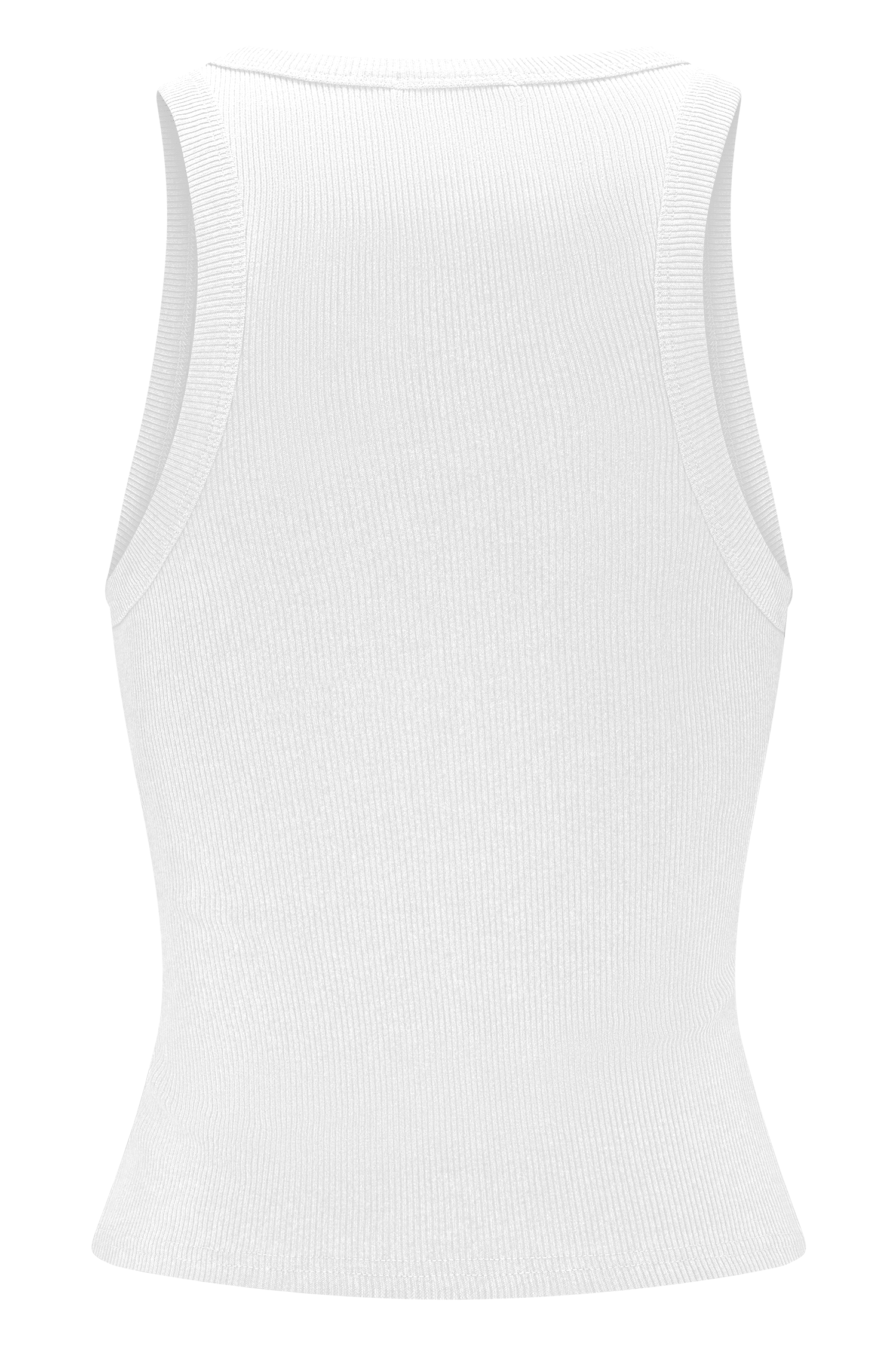Lola Ribbed Sleeveless Top With Hardware - White