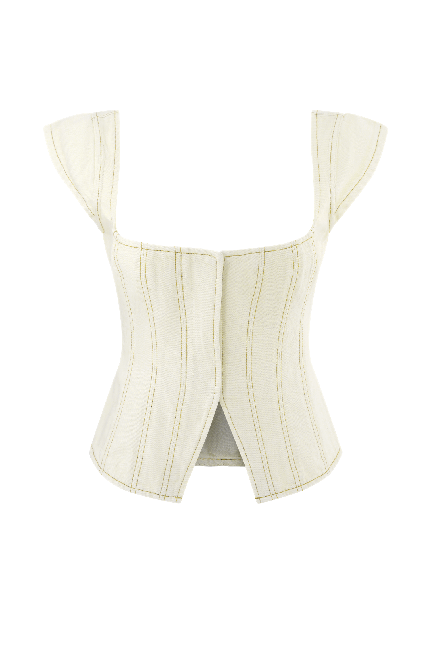 Loretta Cap Sleeve Denim Top - Ecru