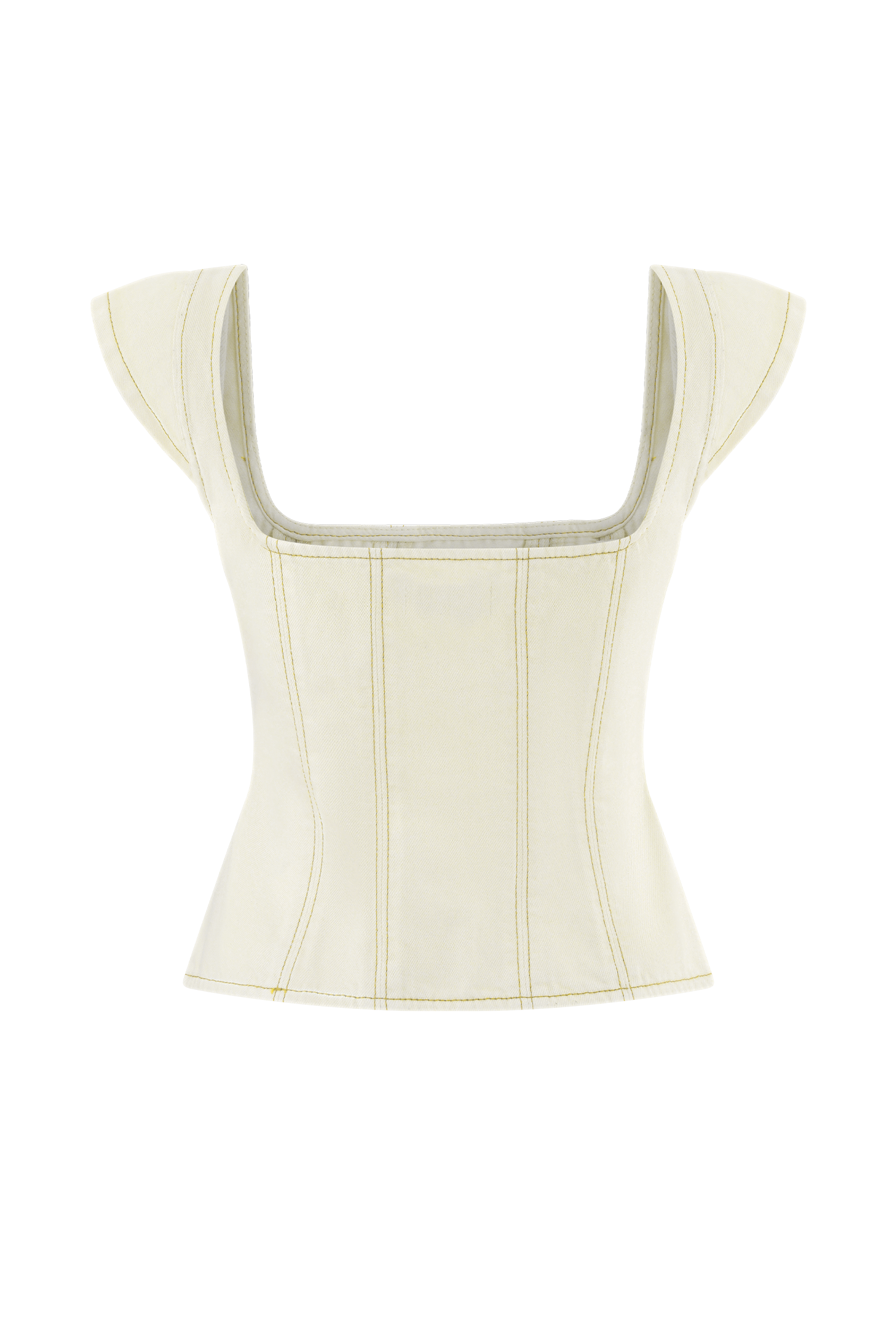 Loretta Cap Sleeve Denim Top - Ecru