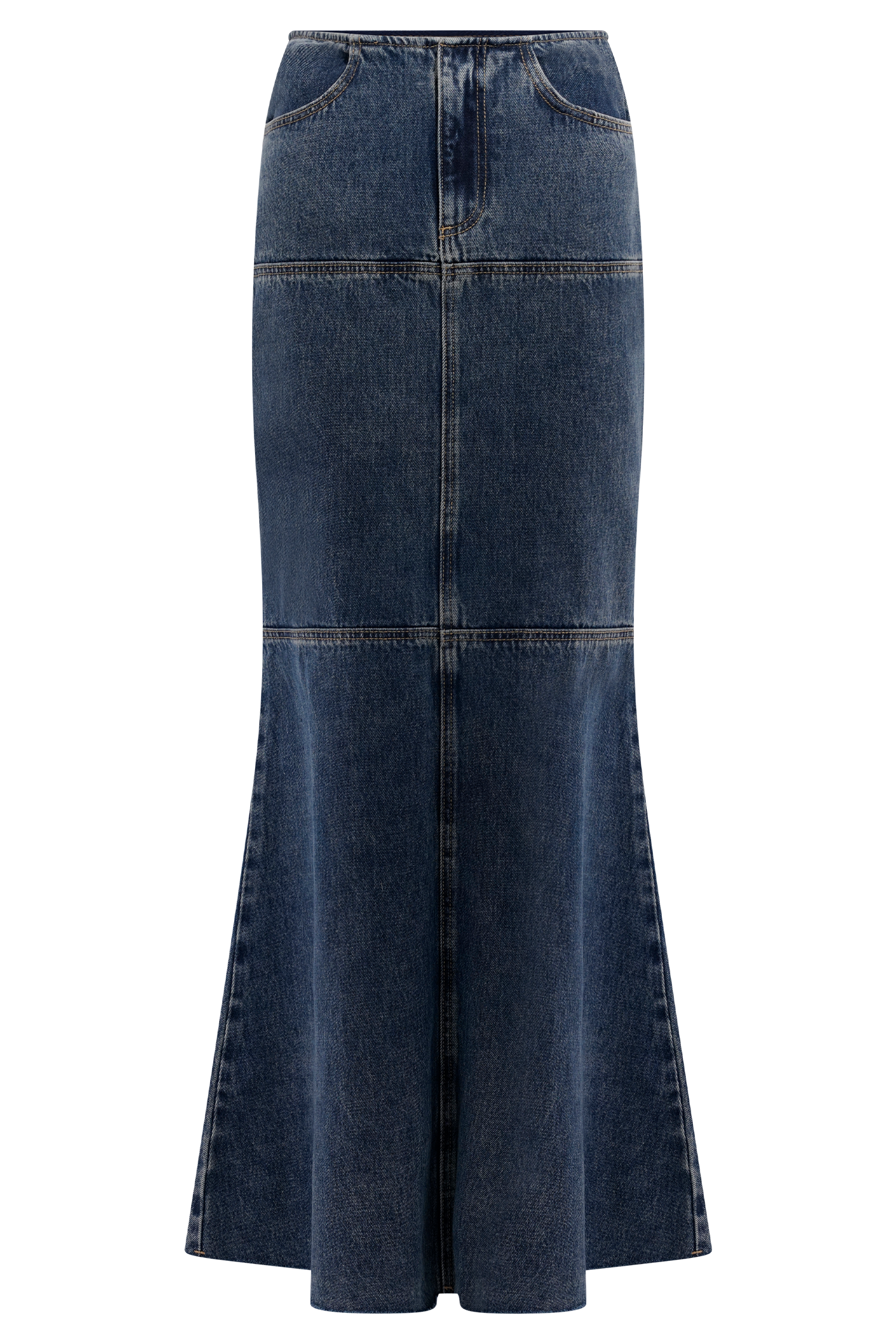 Loretta Denim Maxi Skirt - Washed Dark Blue