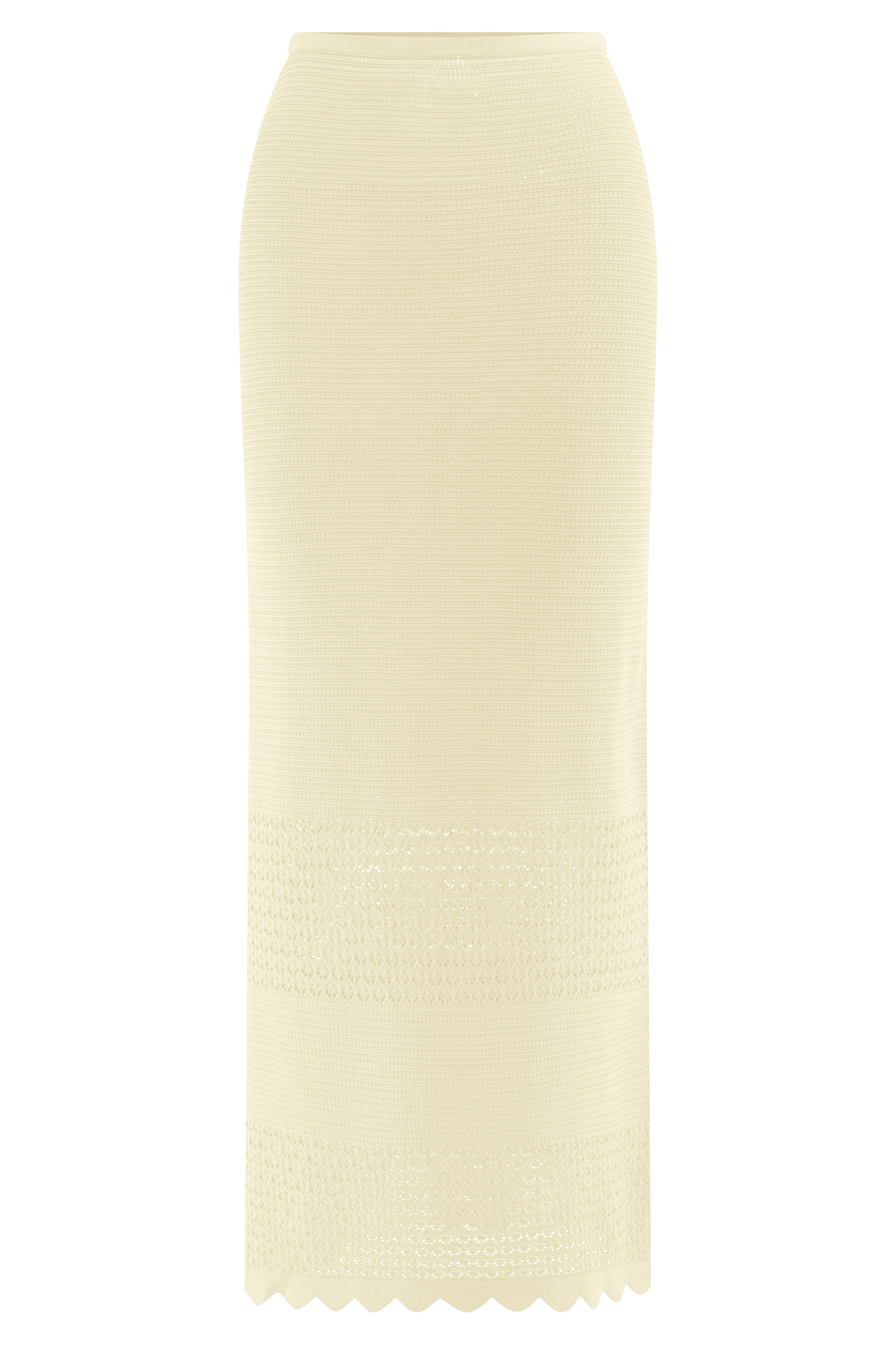 Madeline Scallop Knit Midi Skirt - Ivory