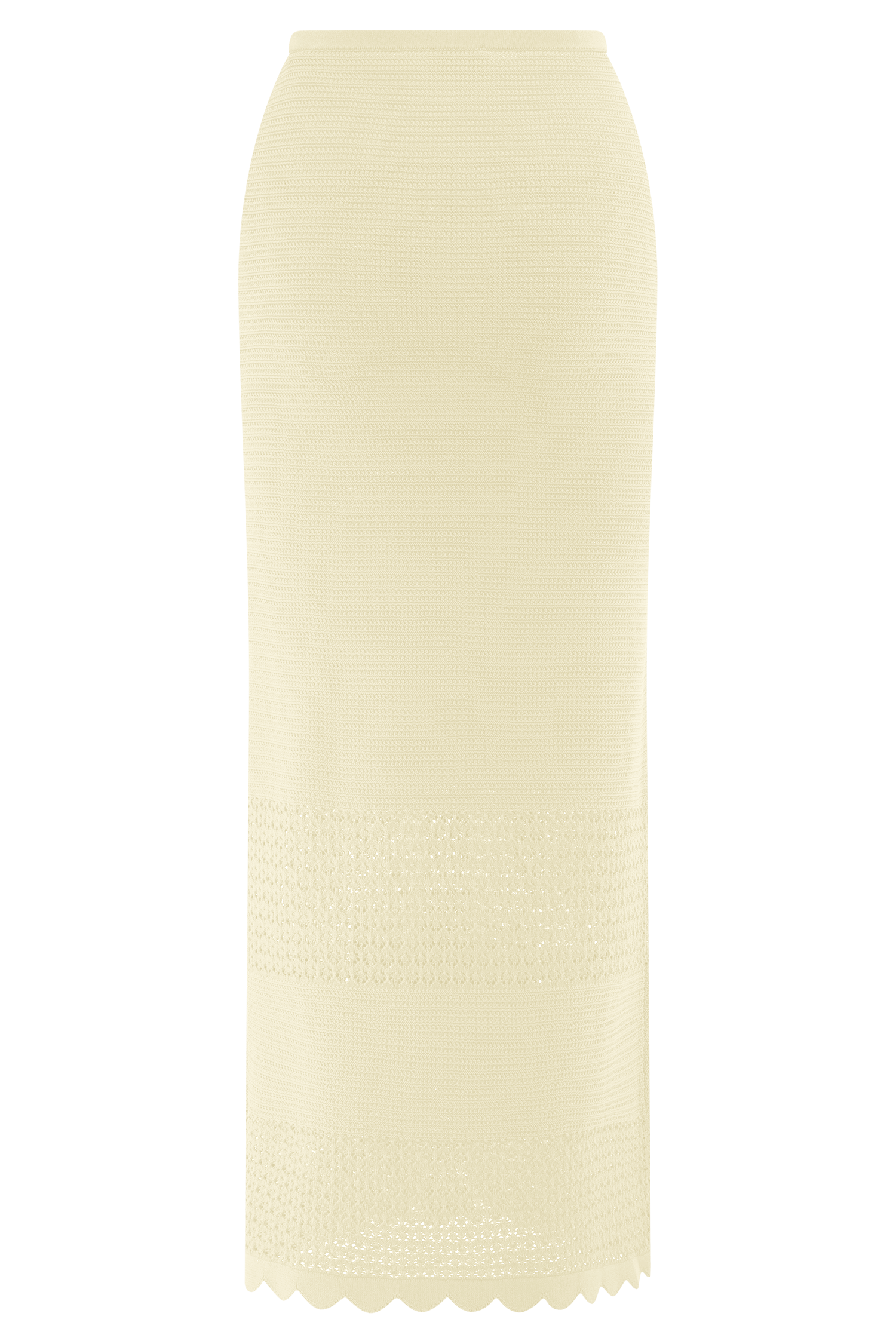 Madeline Scallop Knit Midi Skirt - Ivory