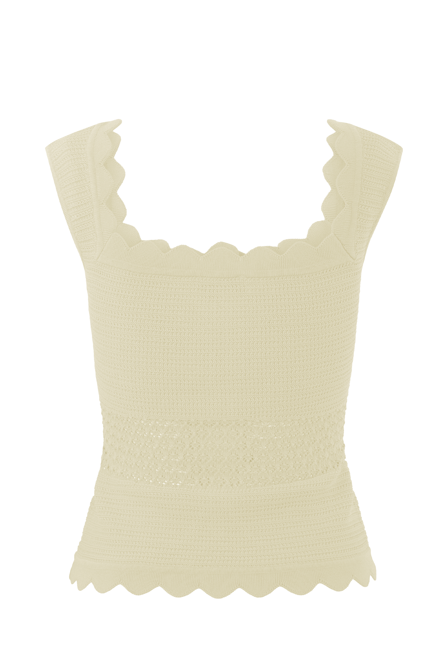 Madeline Scallop Knit Top - Ivory