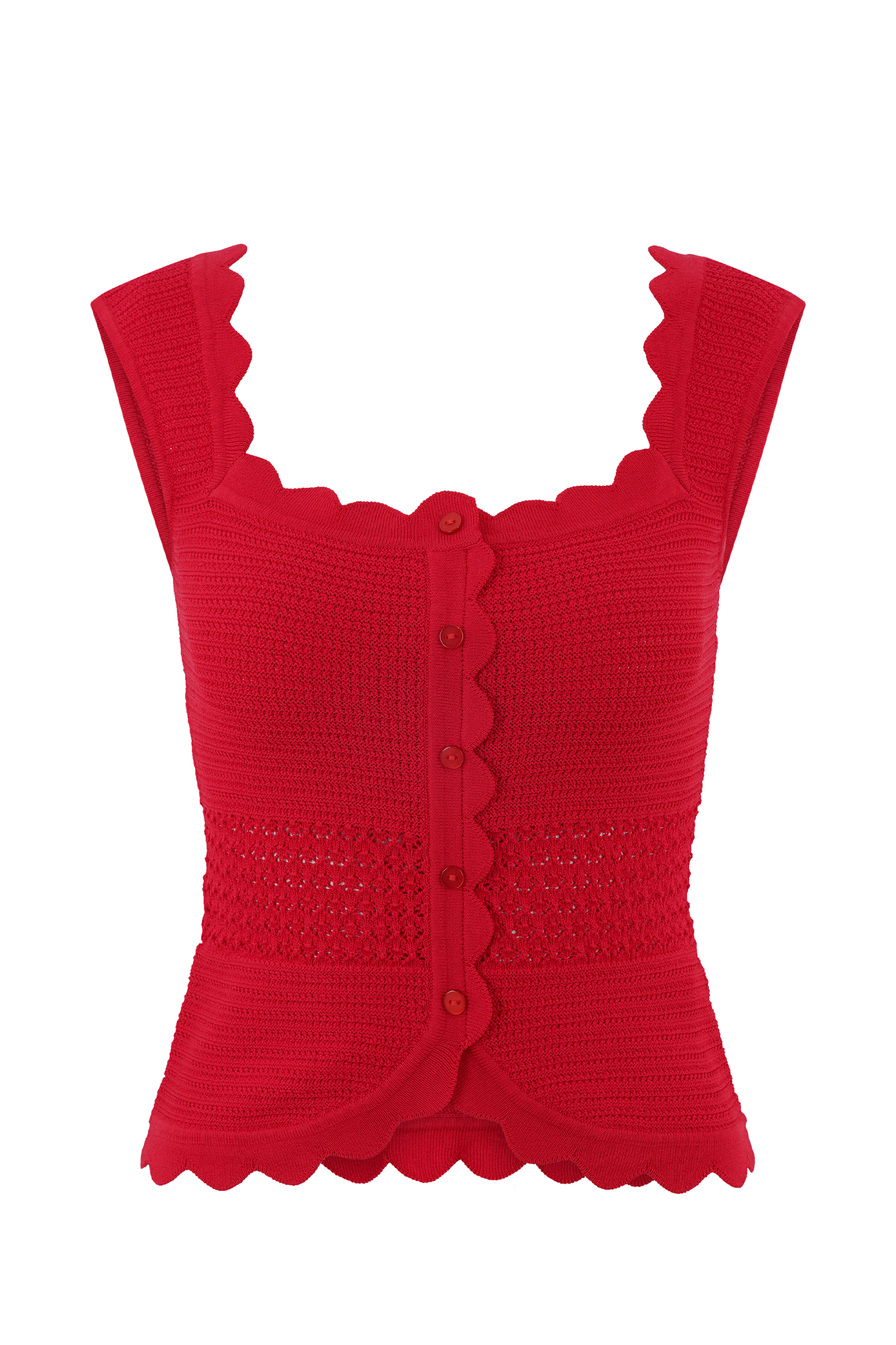 Madeline Scallop Knit Top - Red