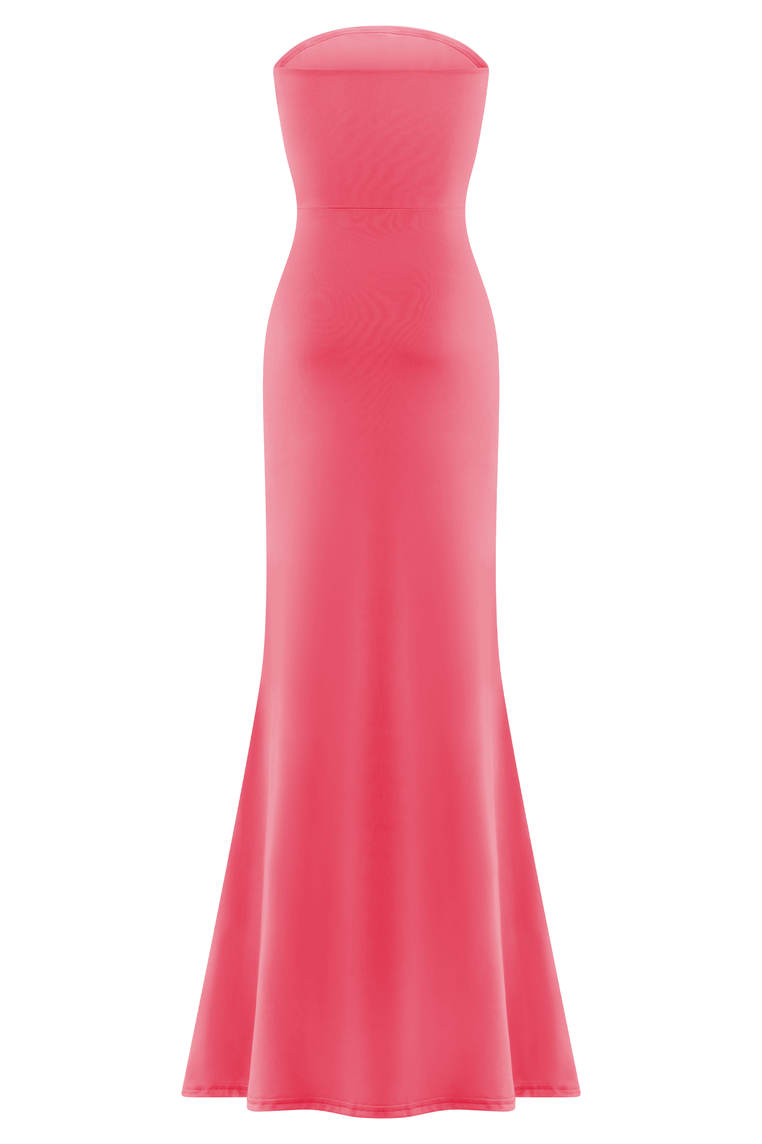 Madison Strapless Slinky Maxi Dress - Coral