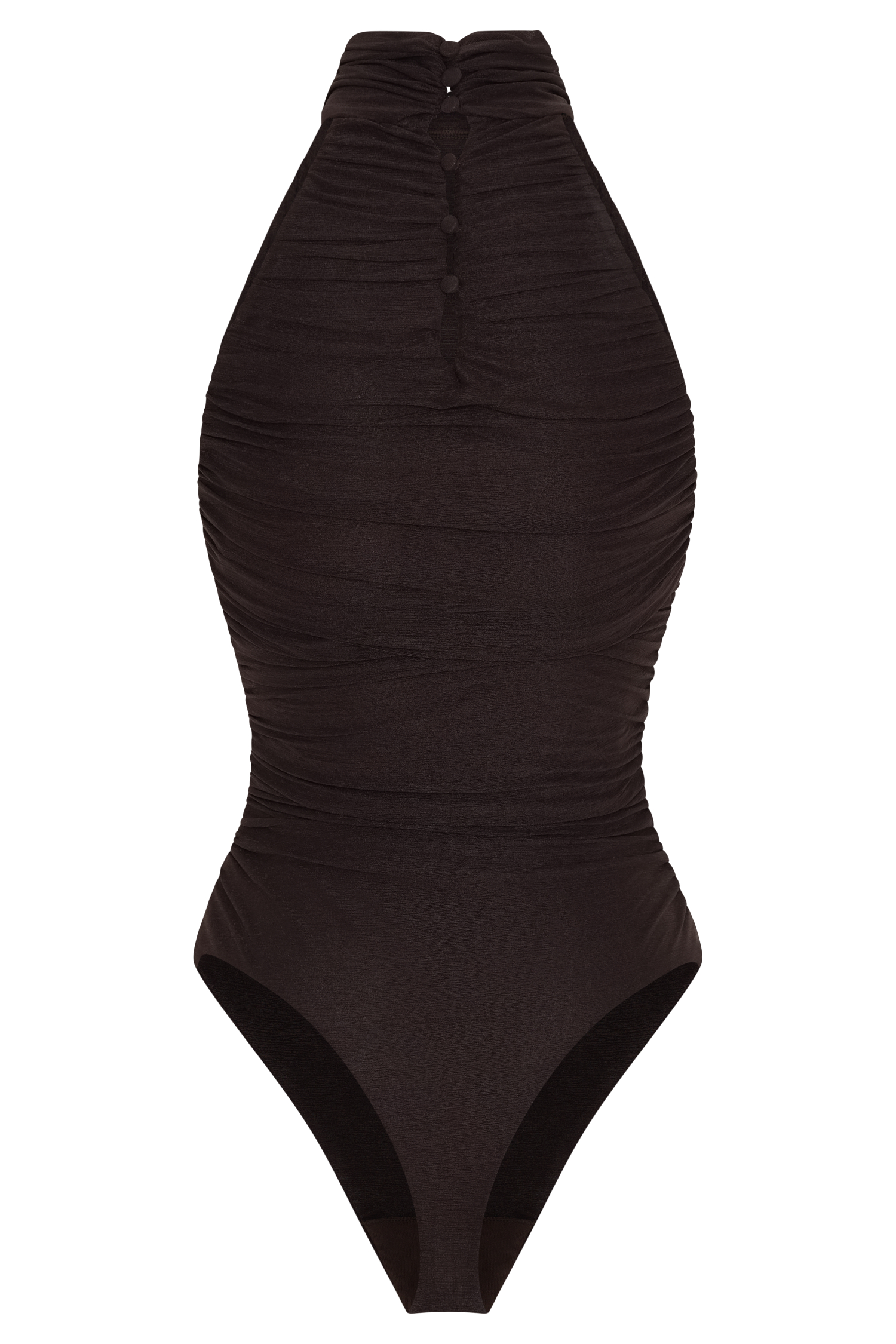 Matilda Ruched Mesh Bodysuit - Chocolate