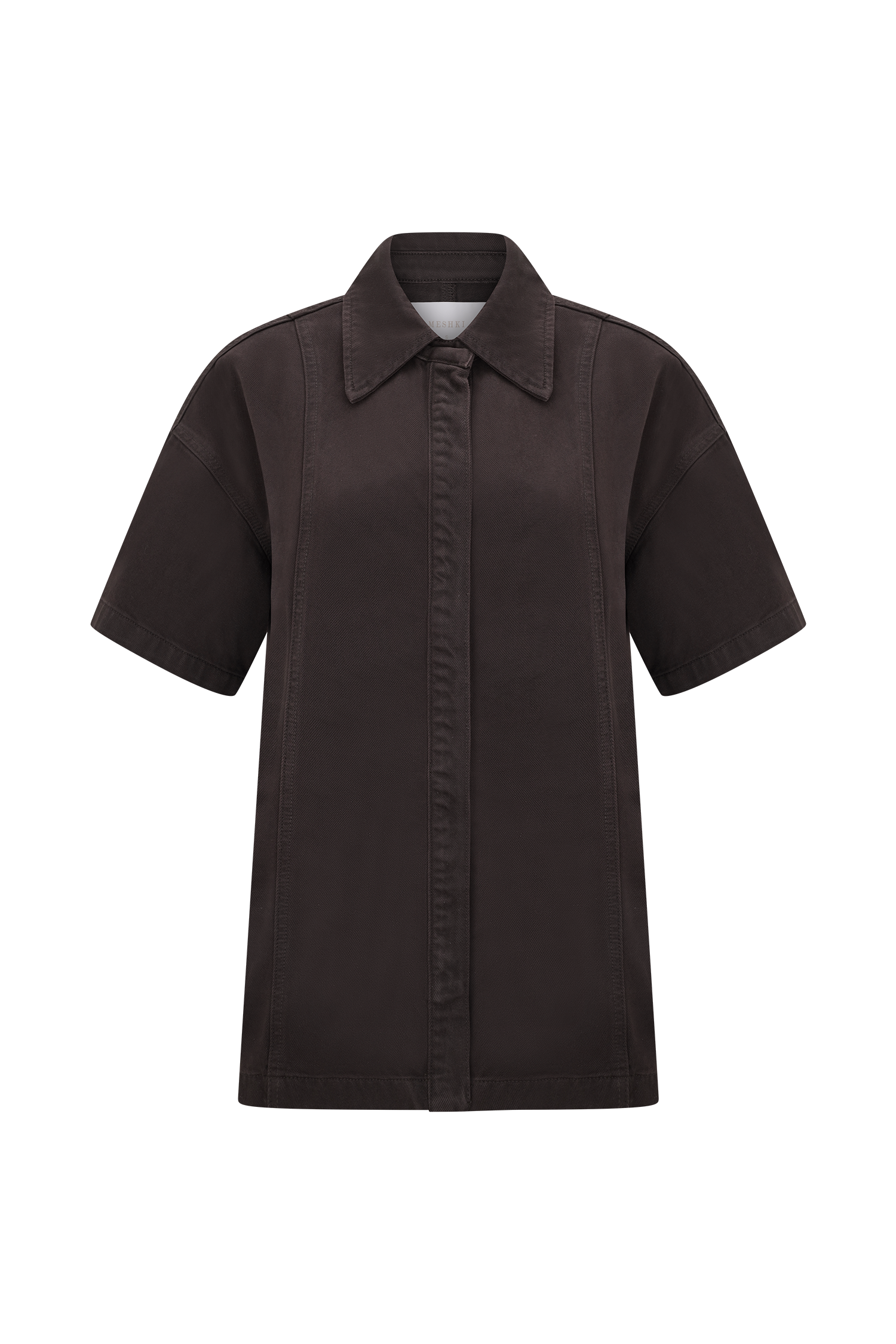 Maya Oversized Denim Shirt - Chocolate