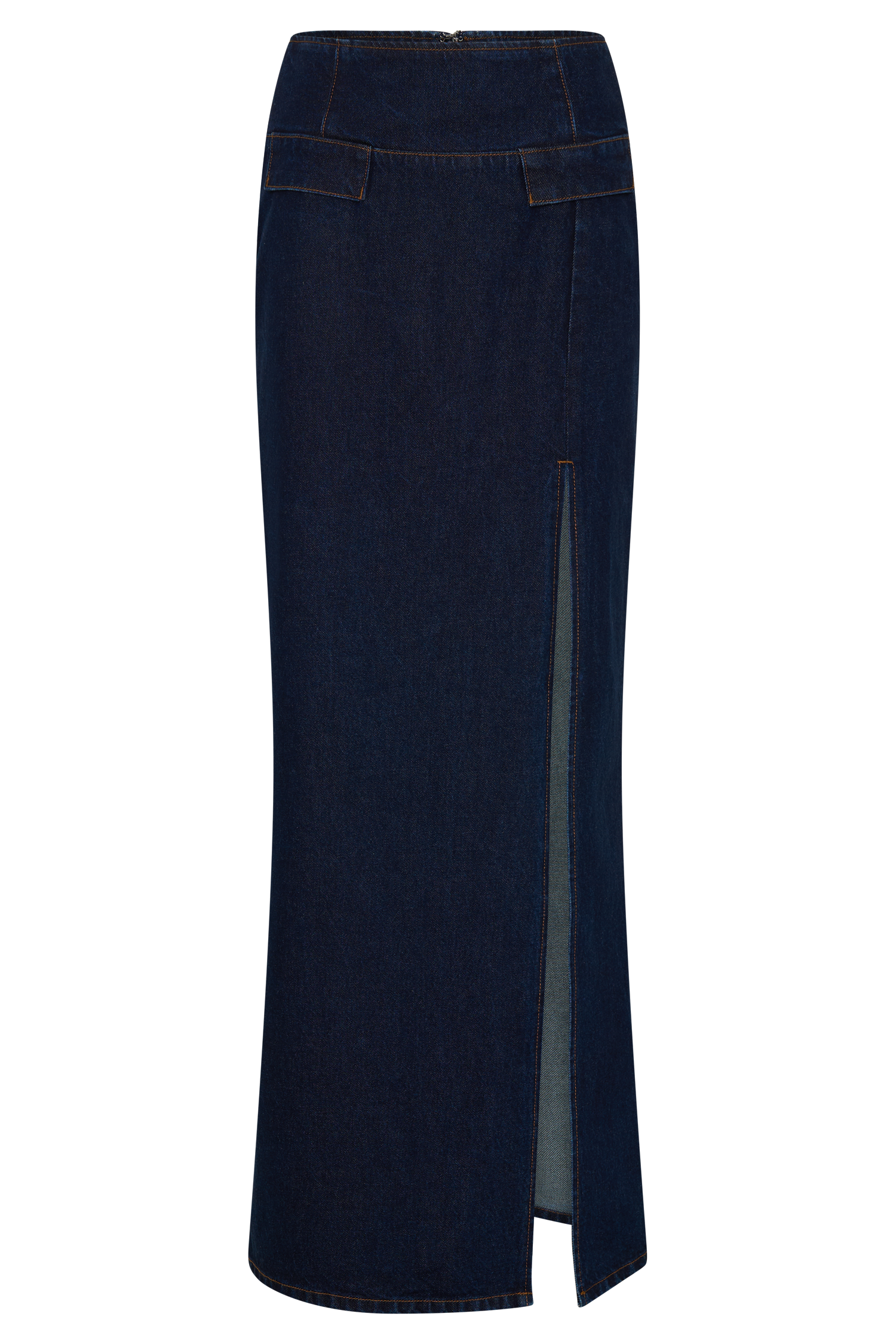 Maylena High Rise Denim Maxi Skirt - Indigo Blue