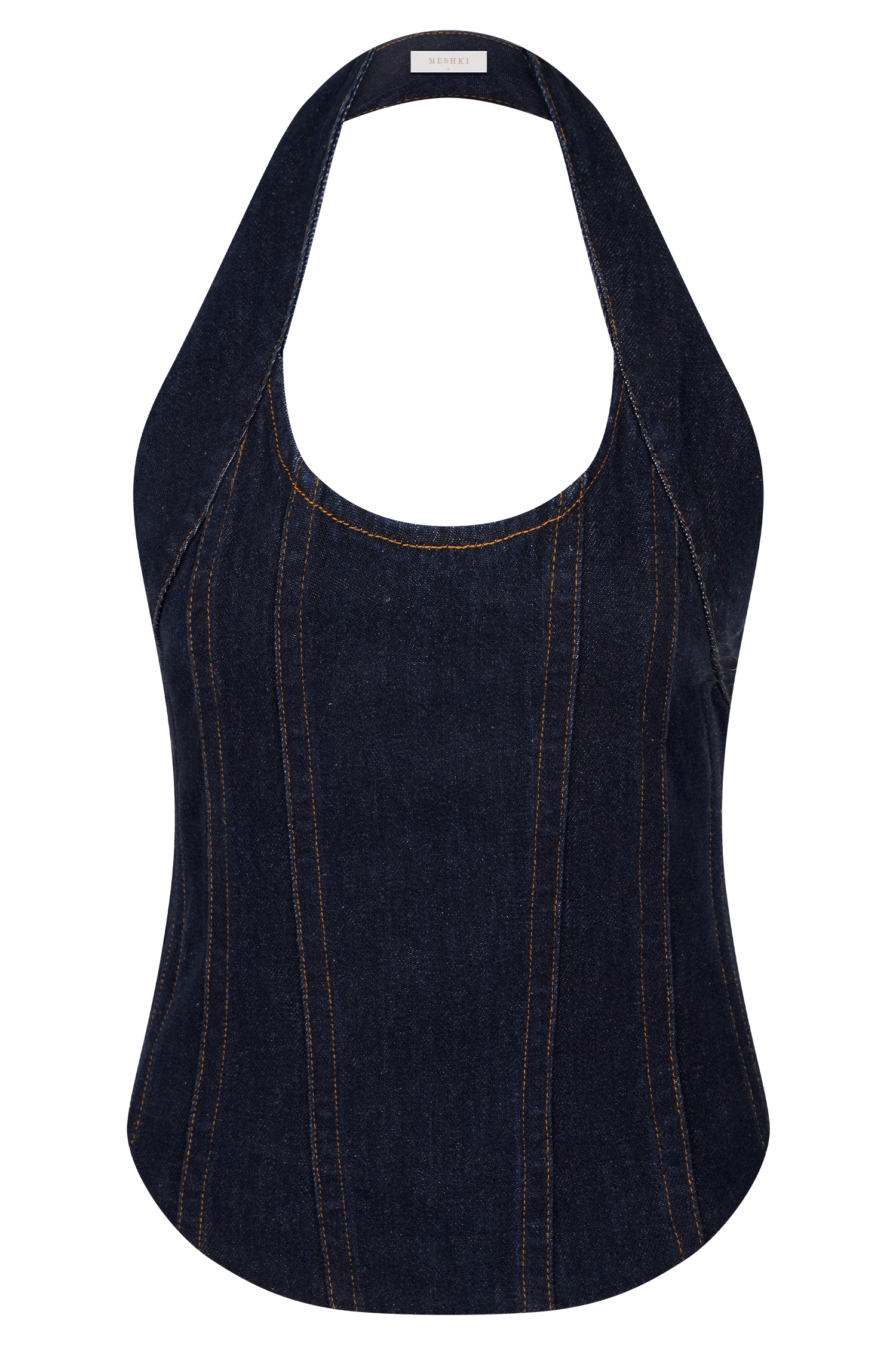 Meadow Denim Corset Halter Top - Indigo Blue