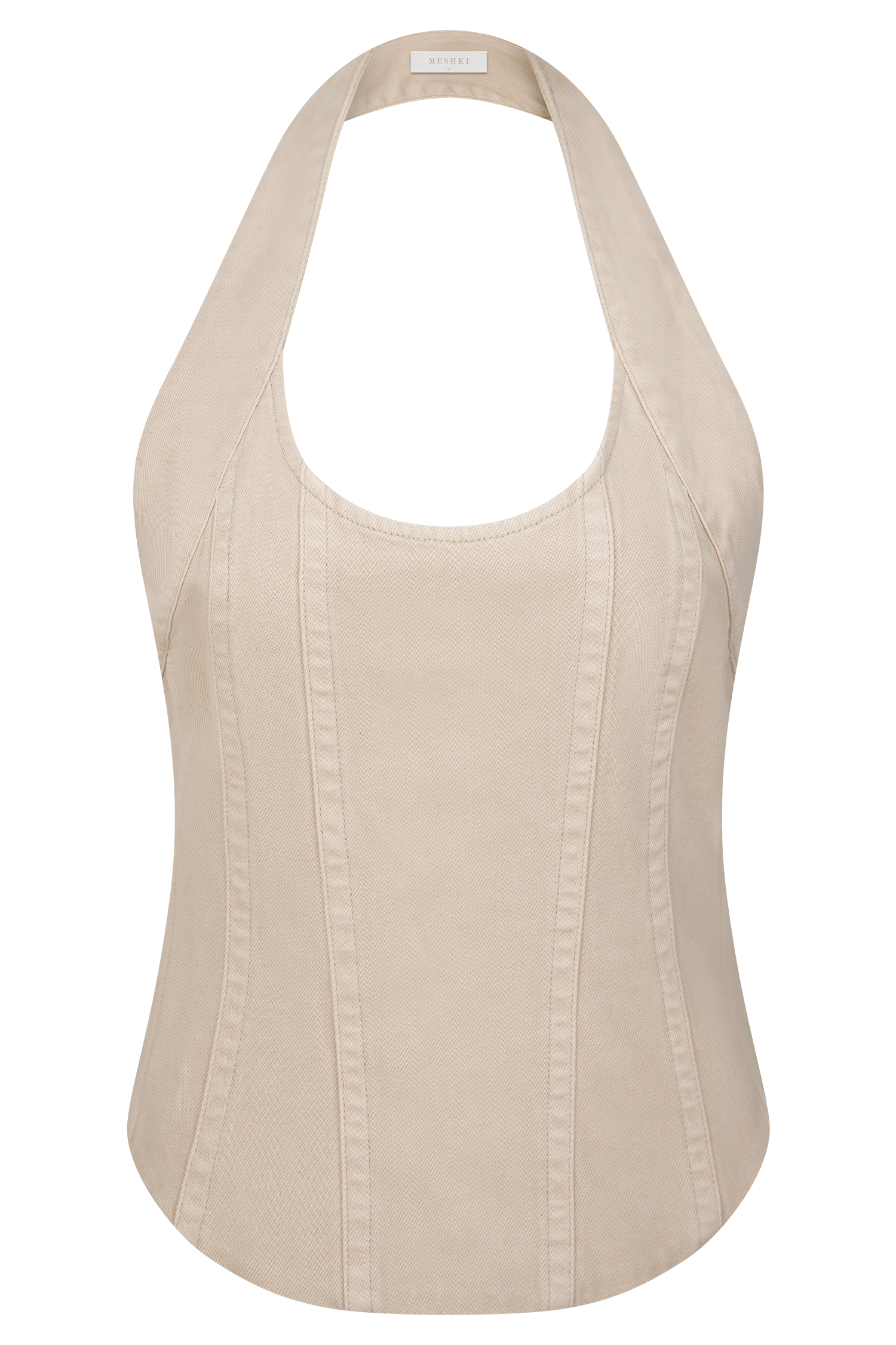 Meadow Denim Corset Halter Top - Stone Wash