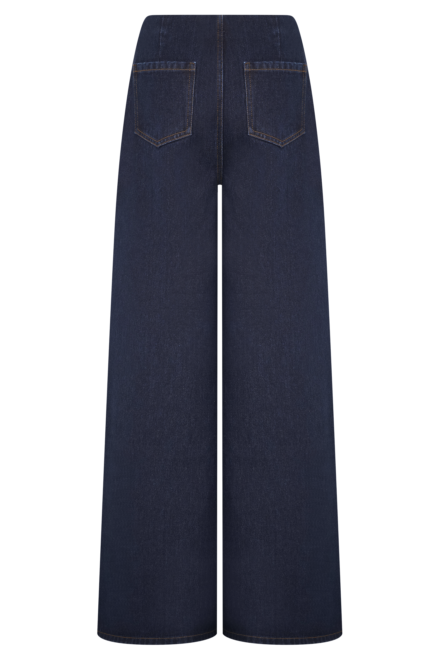 Miranda Faux Suede Belted Denim Wide Leg Jeans - Indigo Blue