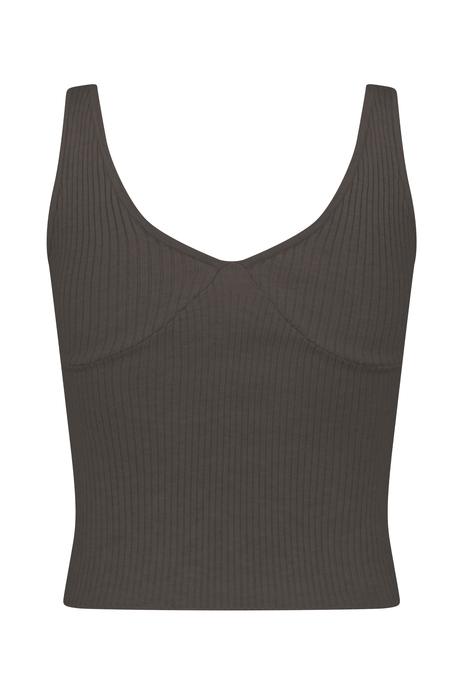 Natalya Ribbed Knit Cami Top - Dark Chocolate