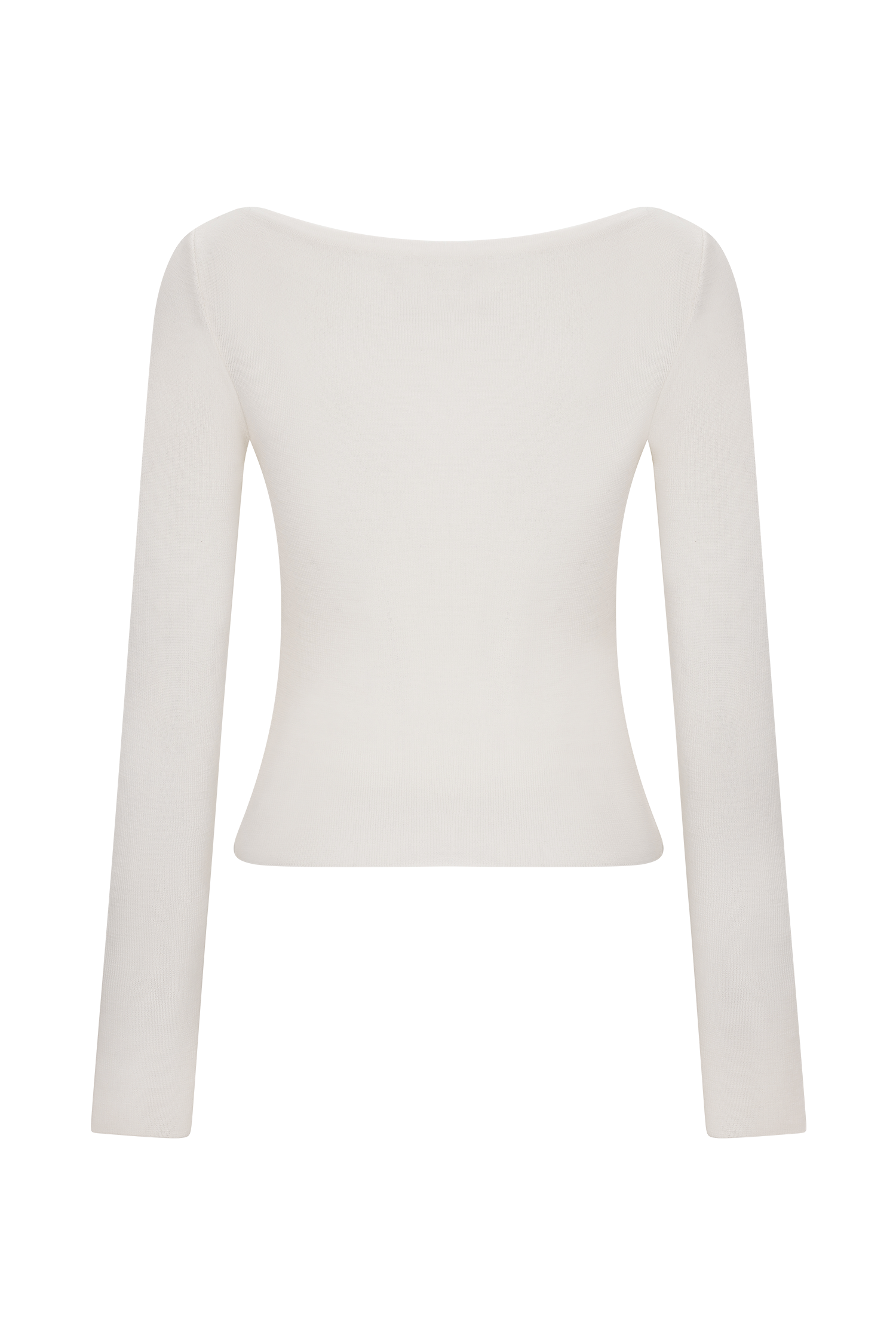 Paedyn Merino Wool Ribbed Long Sleeve Top - Ivory
