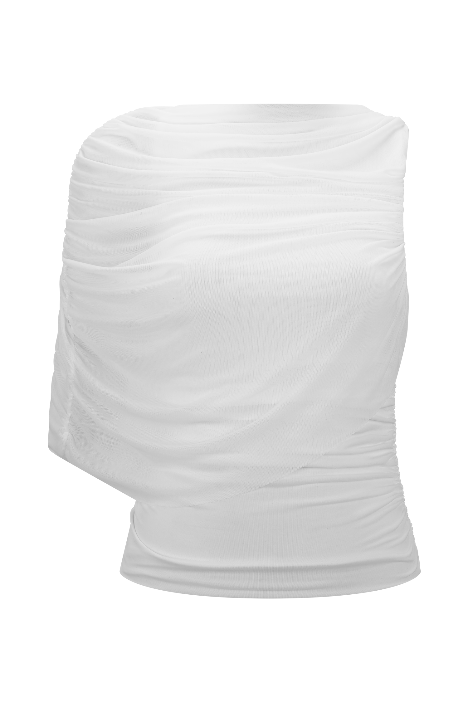 Pruedance Slinky Draped Top With Mesh Overlay - White