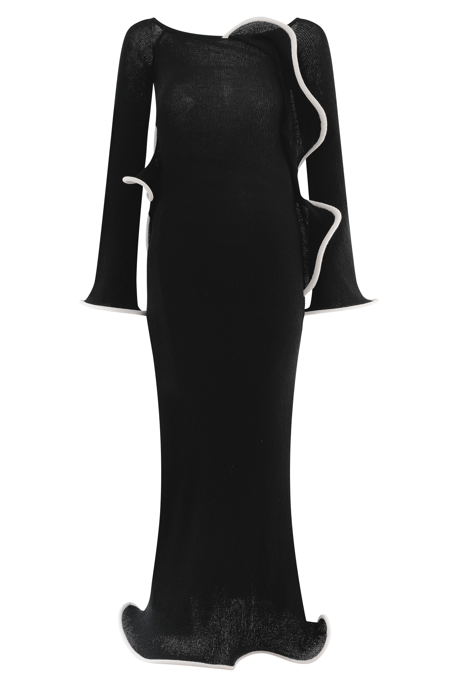 Sandrine Off Shoulder Knit Maxi Dress - Black/White