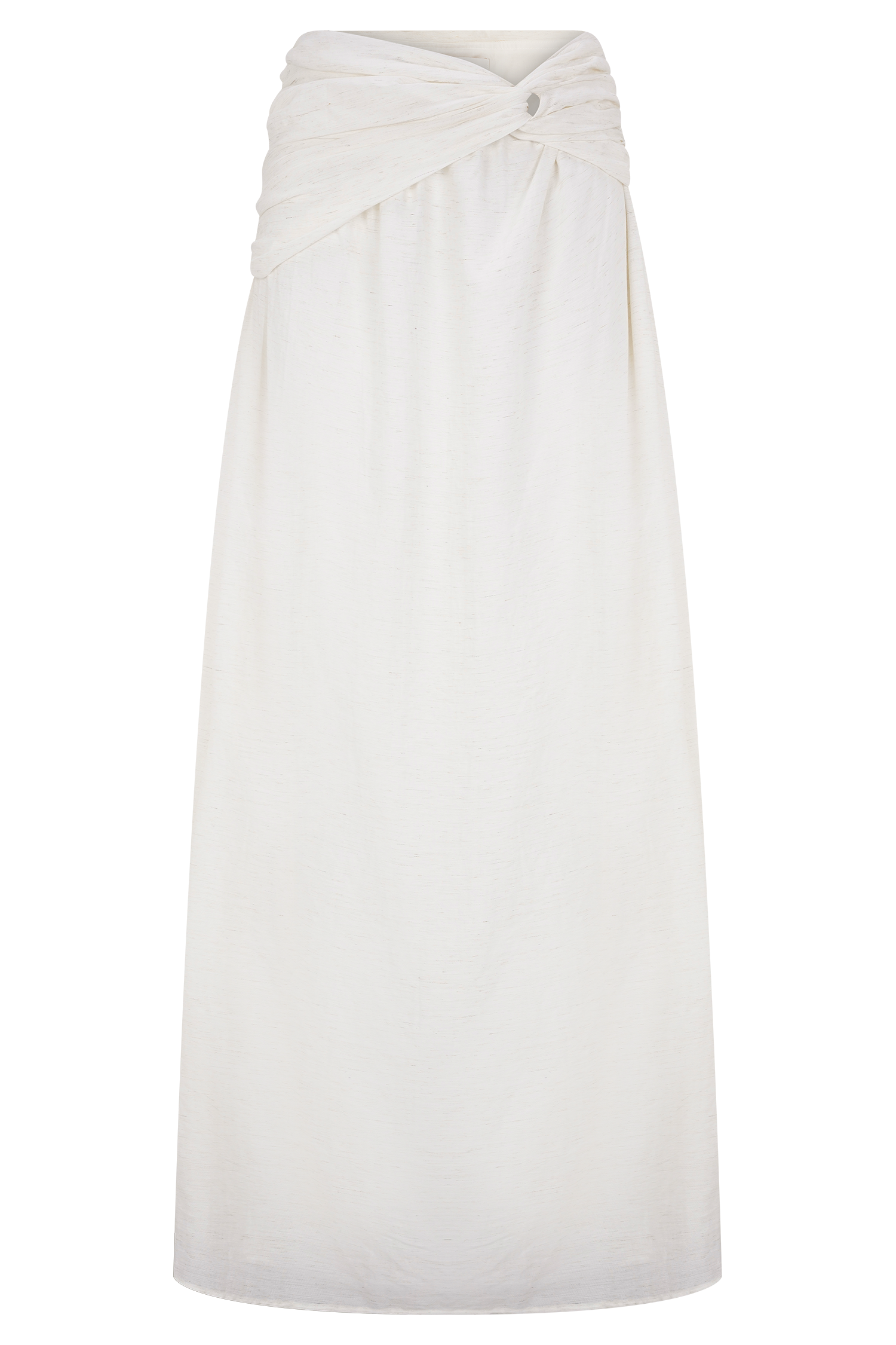Scottie Gathered Linen Knot Maxi Skirt - Oat Marle