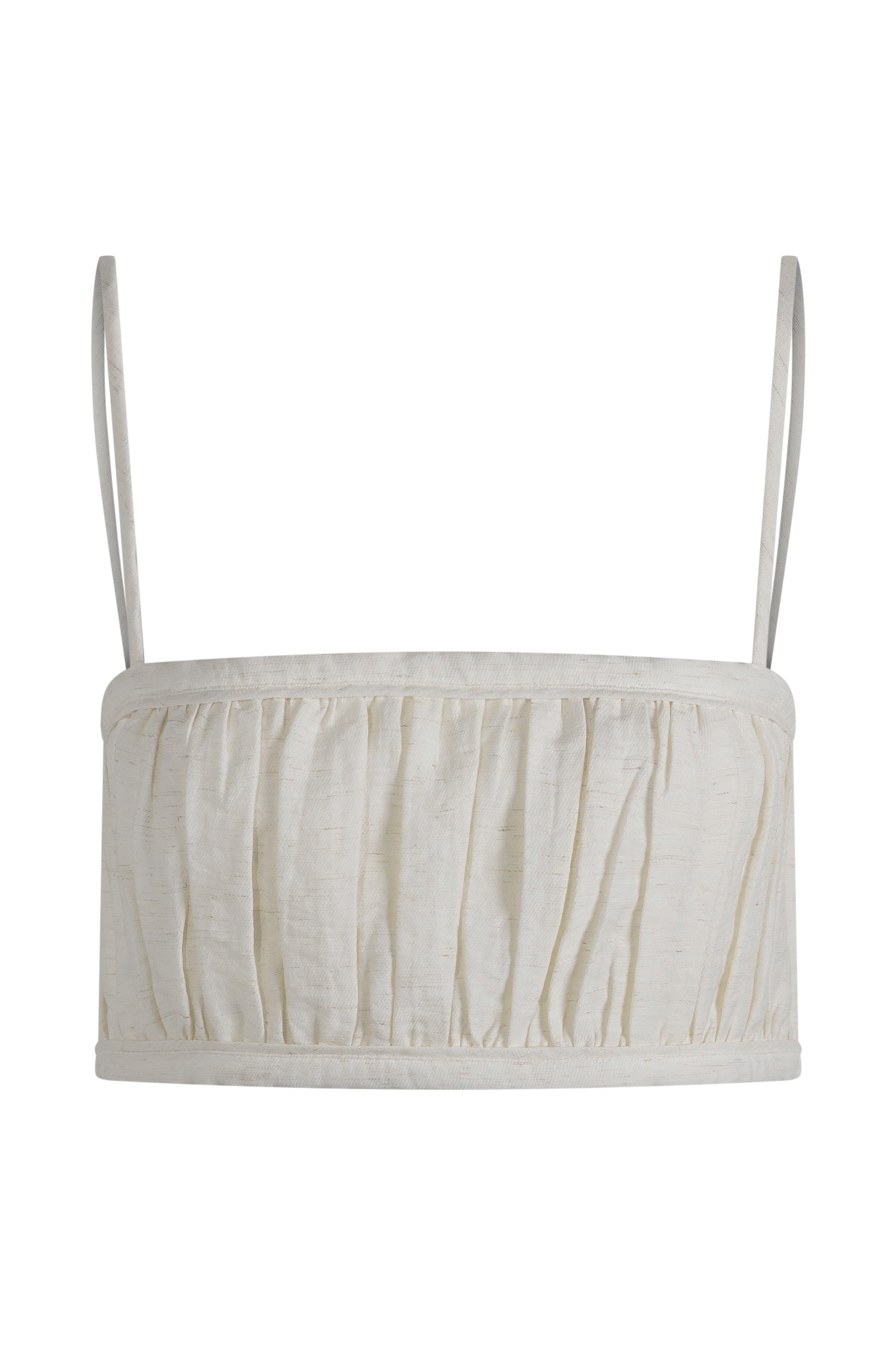 Scottie Shirred Linen Bandeau - Oat Marle