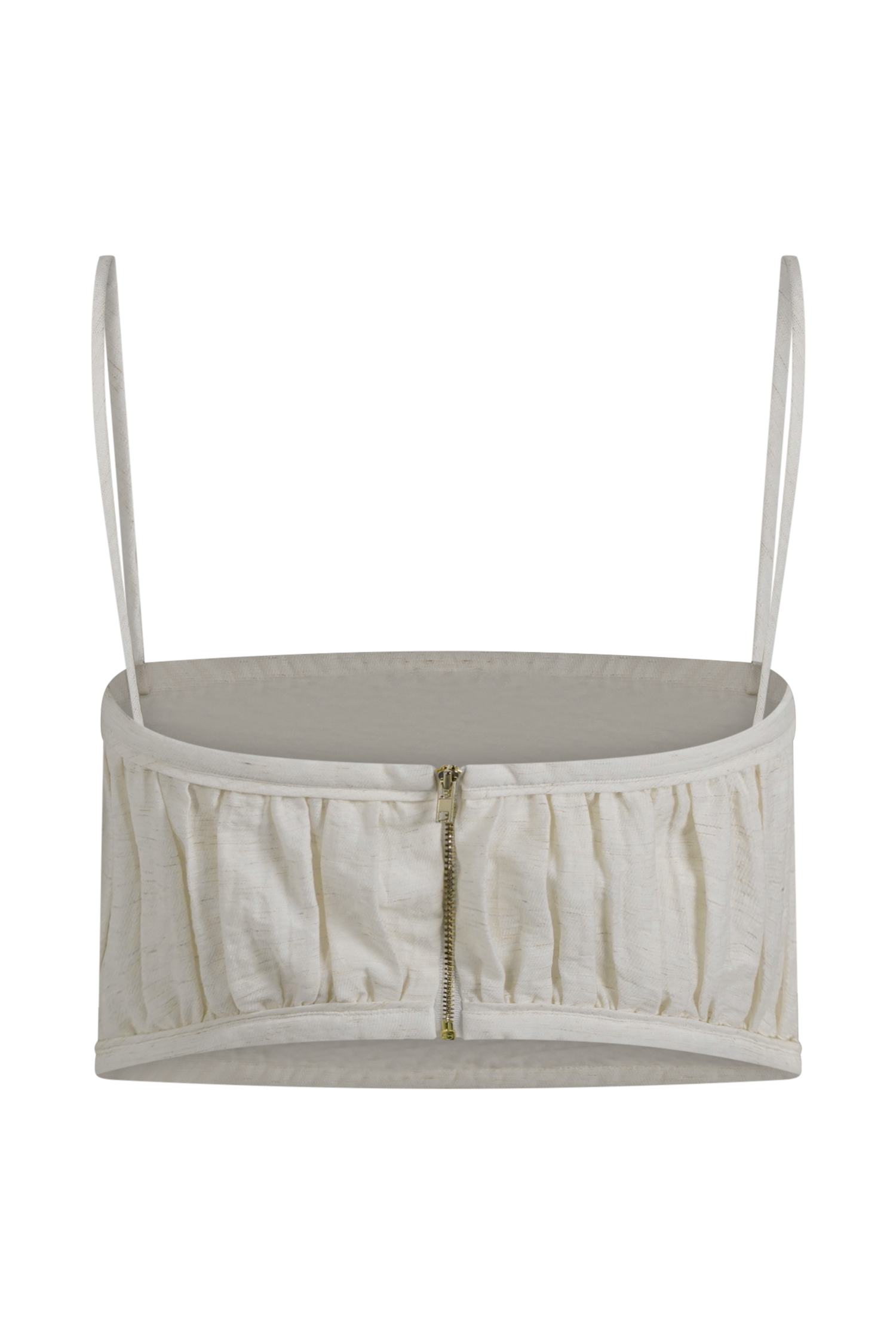 Scottie Shirred Linen Bandeau - Oat Marle