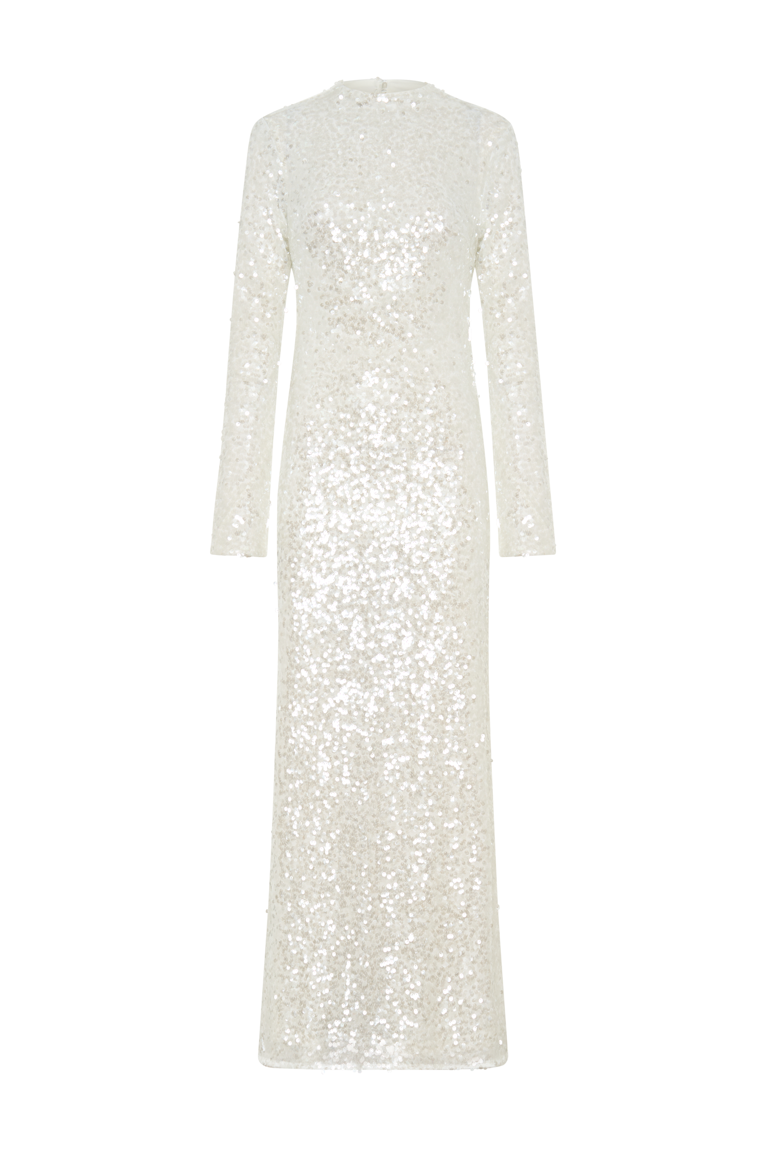 Sofia Long Sleeve Sequin Maxi Dress - White