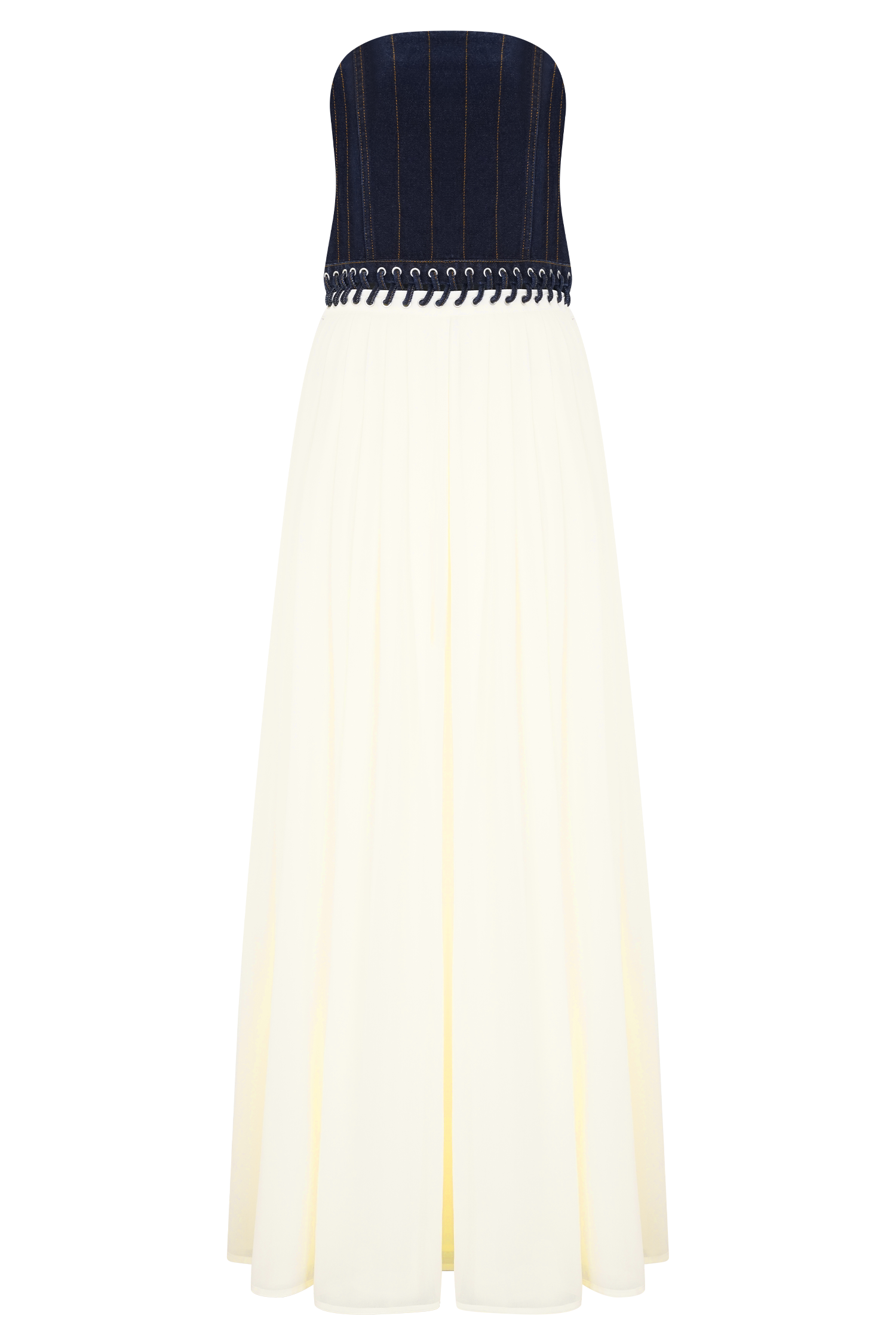 Suella Chiffon Denim Maxi Dress - Indigo Blue