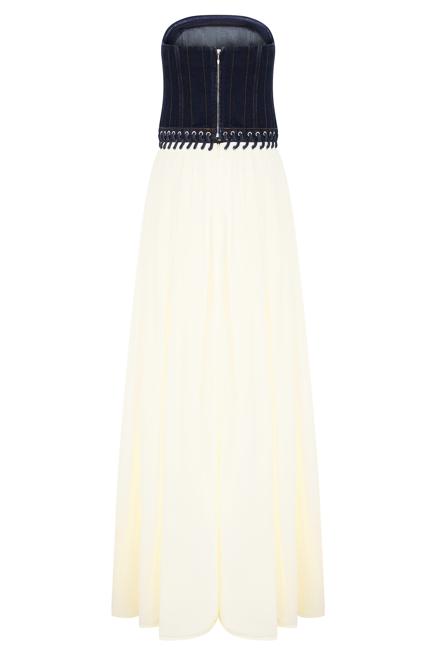 Suella Chiffon Denim Maxi Dress - Indigo Blue