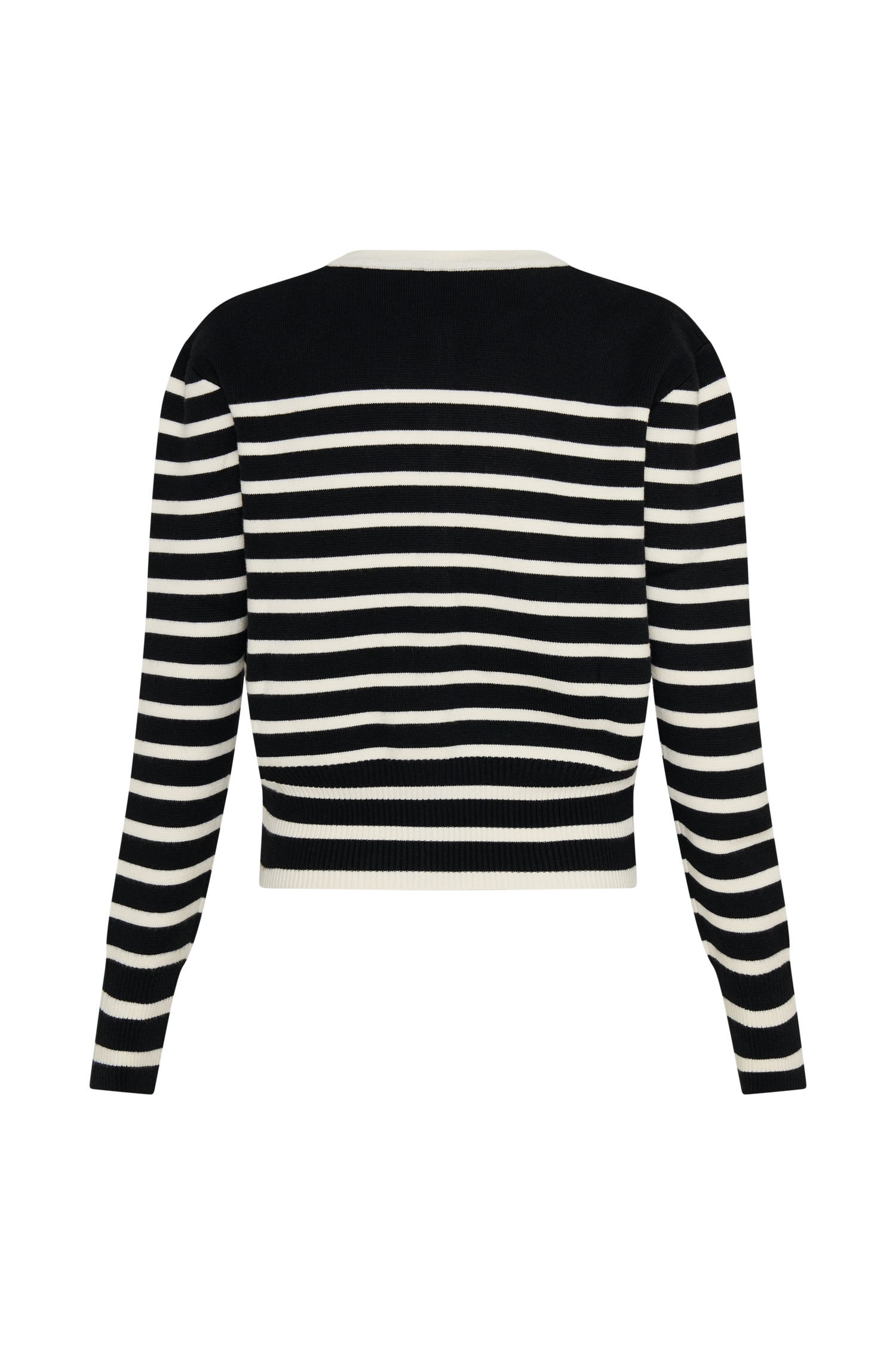 Talia Stripe Knit Cardigan - Black/White