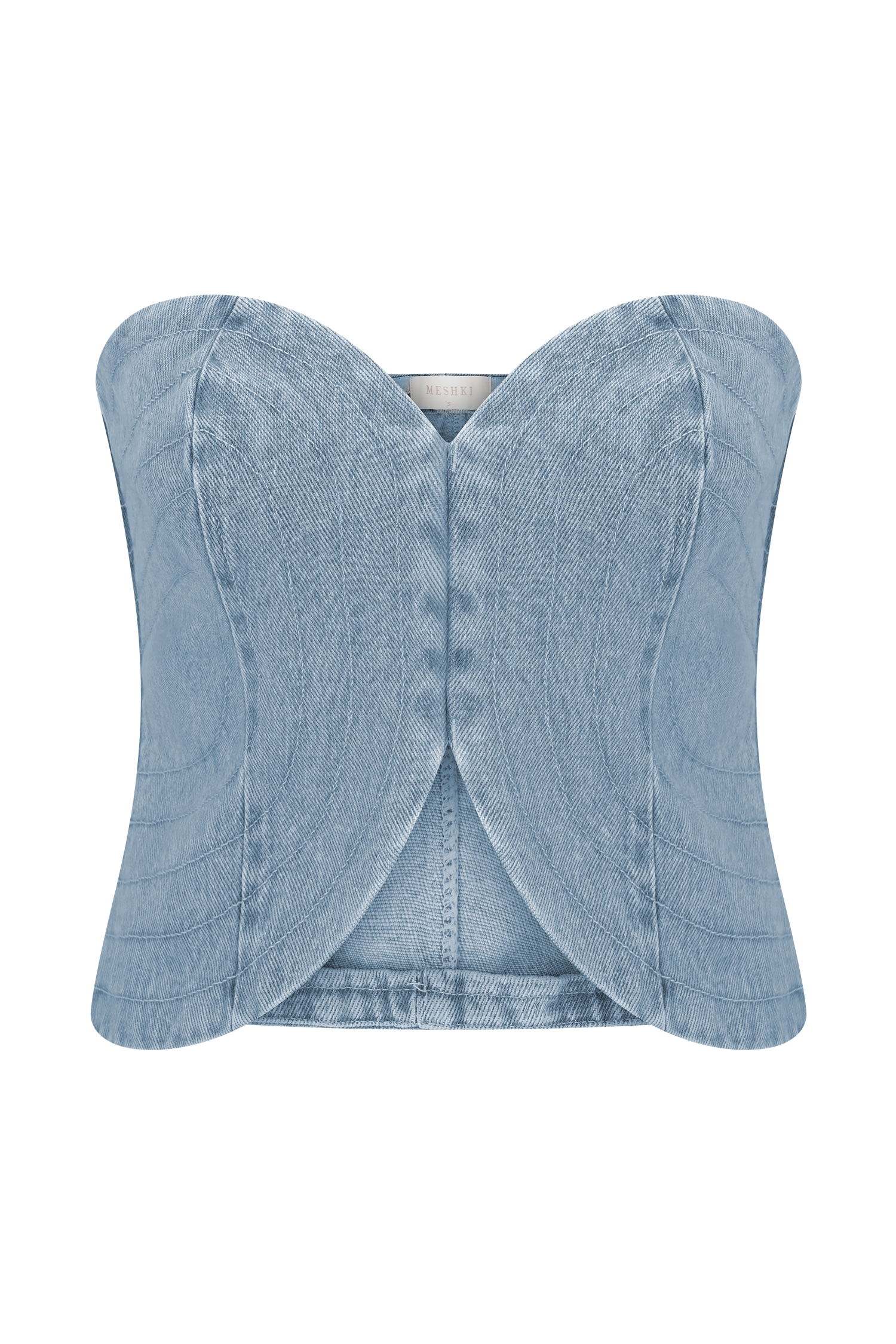 Tully Strapless Topstitch Denim Top - 80'S Blue